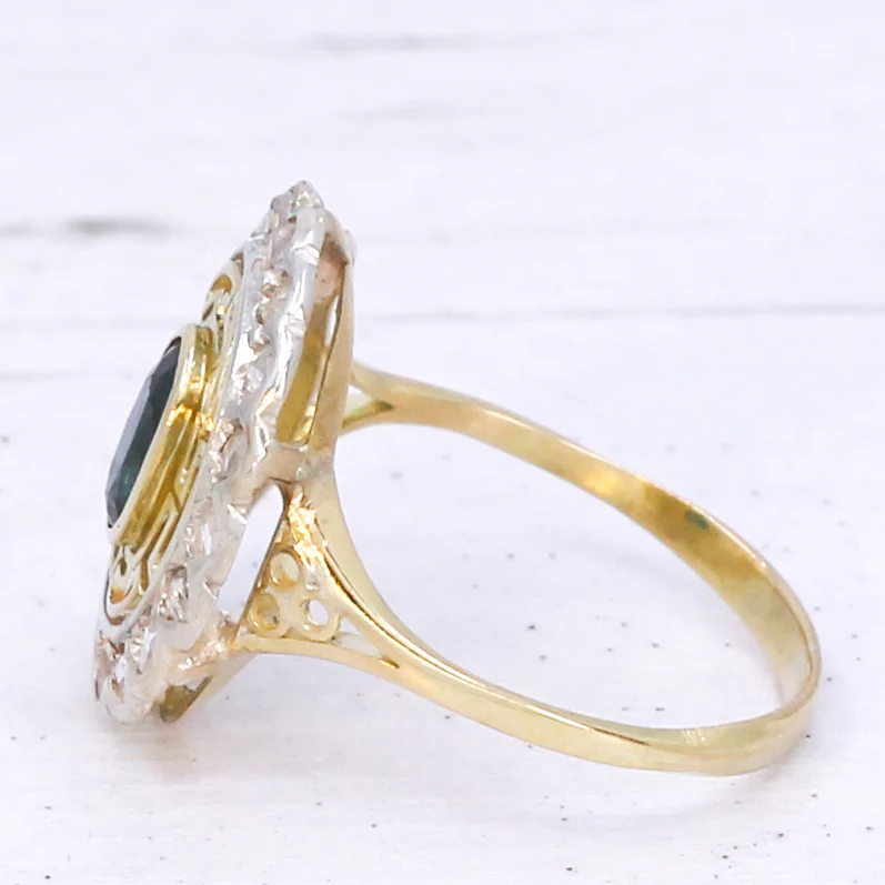 Art Deco 0.60 Carat Sapphire & Rose Cut Diamond Cluster Ring, circa 1930 - Image 5