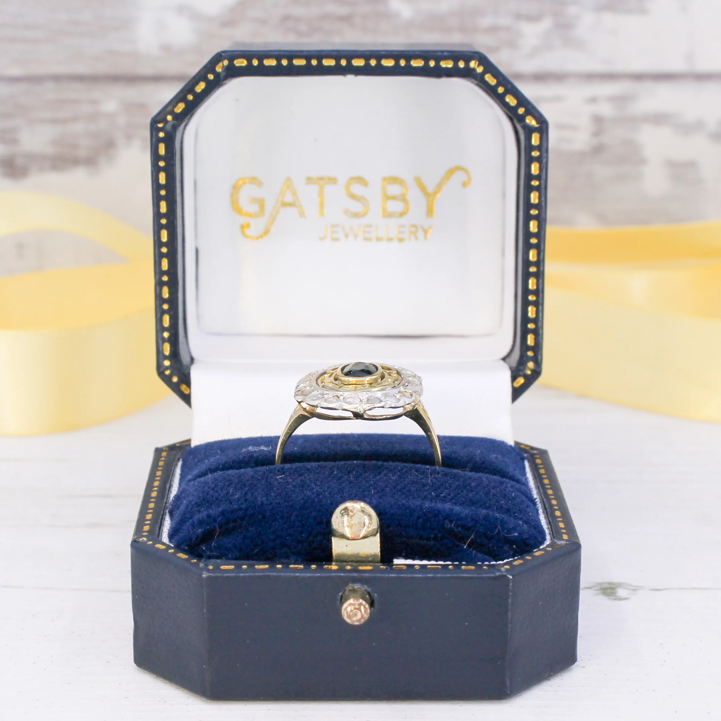 Art Deco 0.60 Carat Sapphire & Rose Cut Diamond Cluster Ring, circa 1930 - Image 8