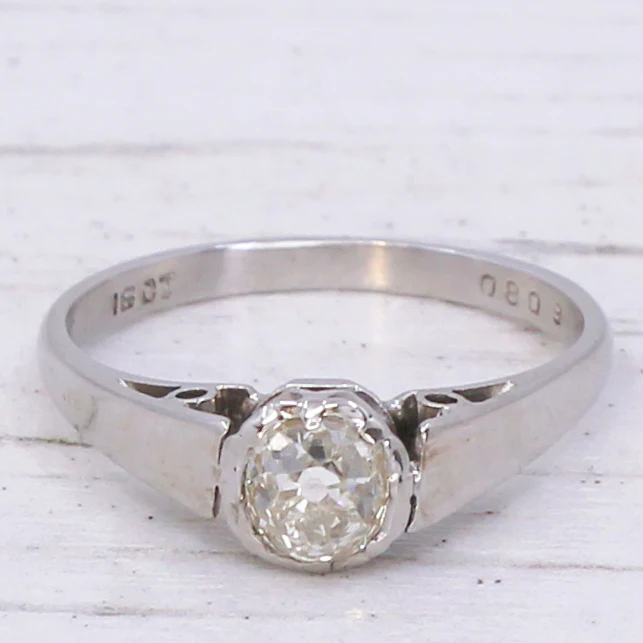 Art Deco 0.62 Carat Old Cut Diamond Engagement Ring, circa 1930 - Image 3