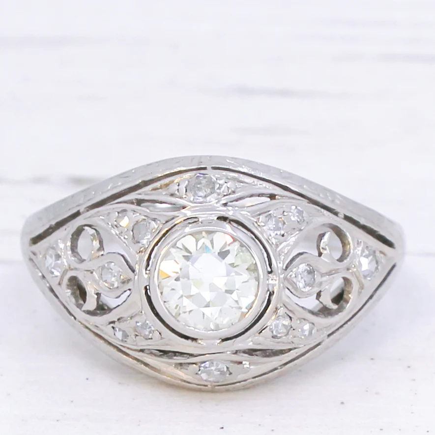 Art Deco 0.73 Carat Old Cut Diamond Ring, circa 1940 - Image 3