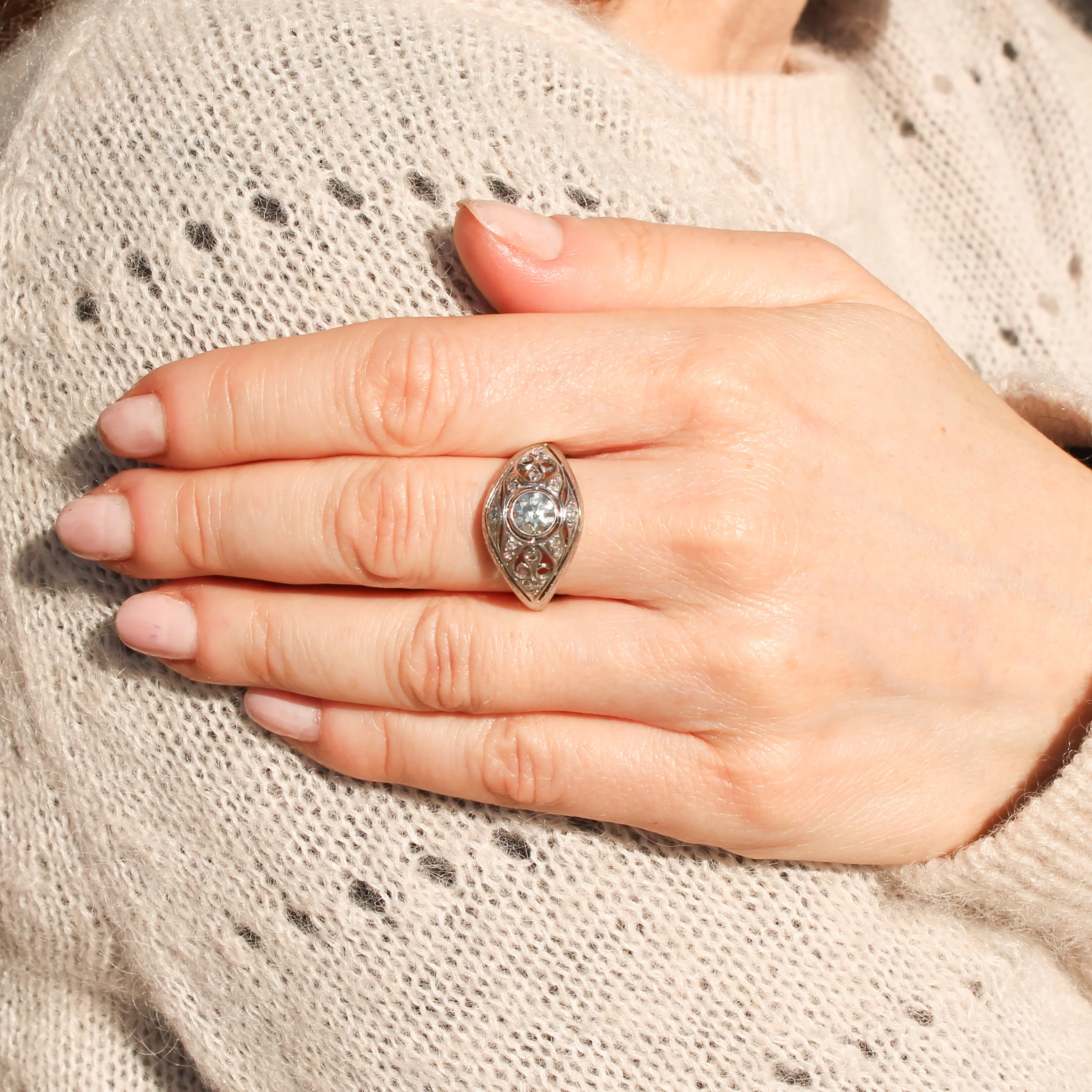 Art Deco 0.73 Carat Old Cut Diamond Ring, circa 1940 - Image 6