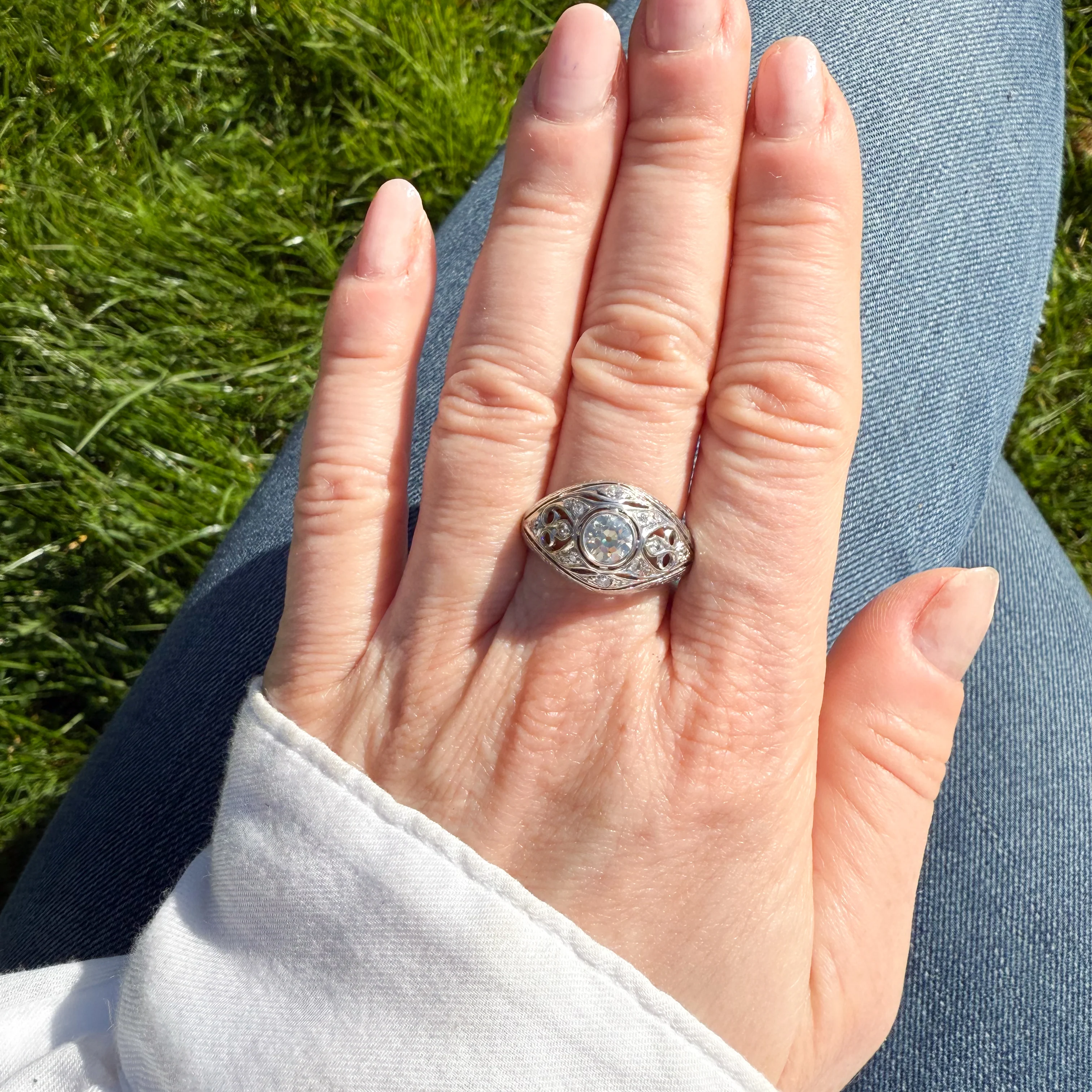 Art Deco 0.73 Carat Old Cut Diamond Ring, circa 1940 - Image 7