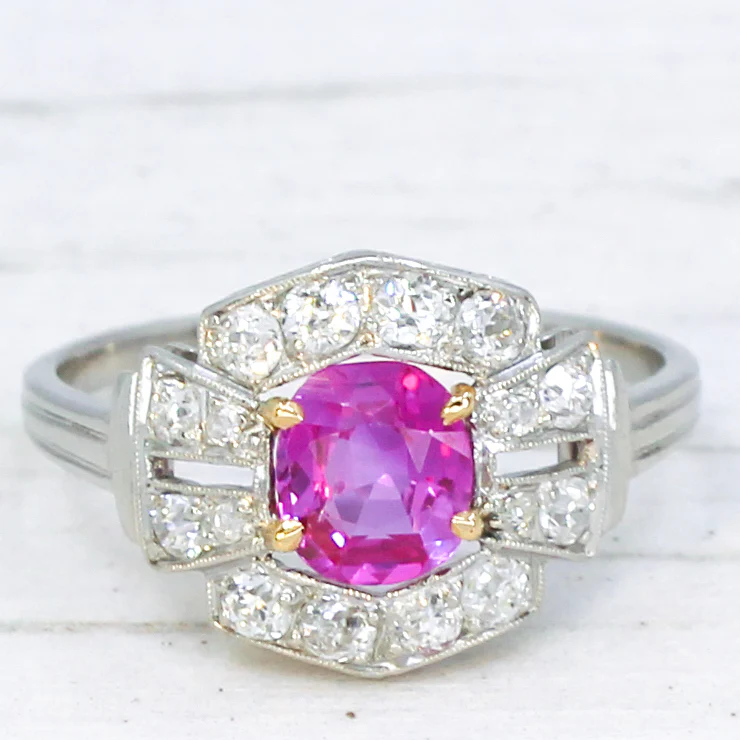 Art Deco 0.77 Carat Unheated Mogok Burmese Pink Sapphire Ring, circa 1920 - Image 3