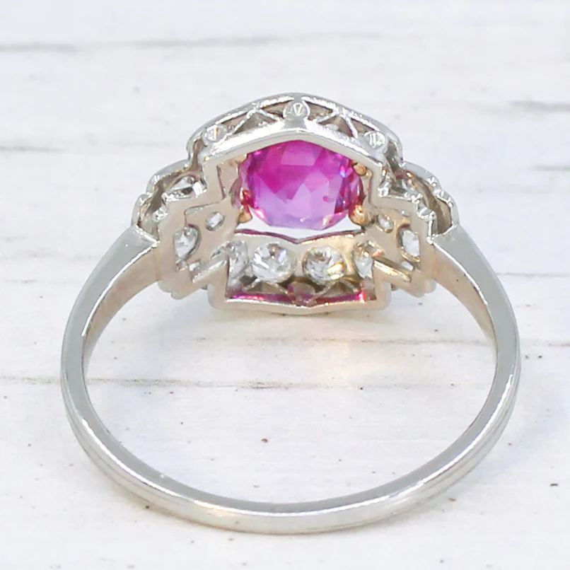 Art Deco 0.77 Carat Unheated Mogok Burmese Pink Sapphire Ring, circa 1920 - Image 5