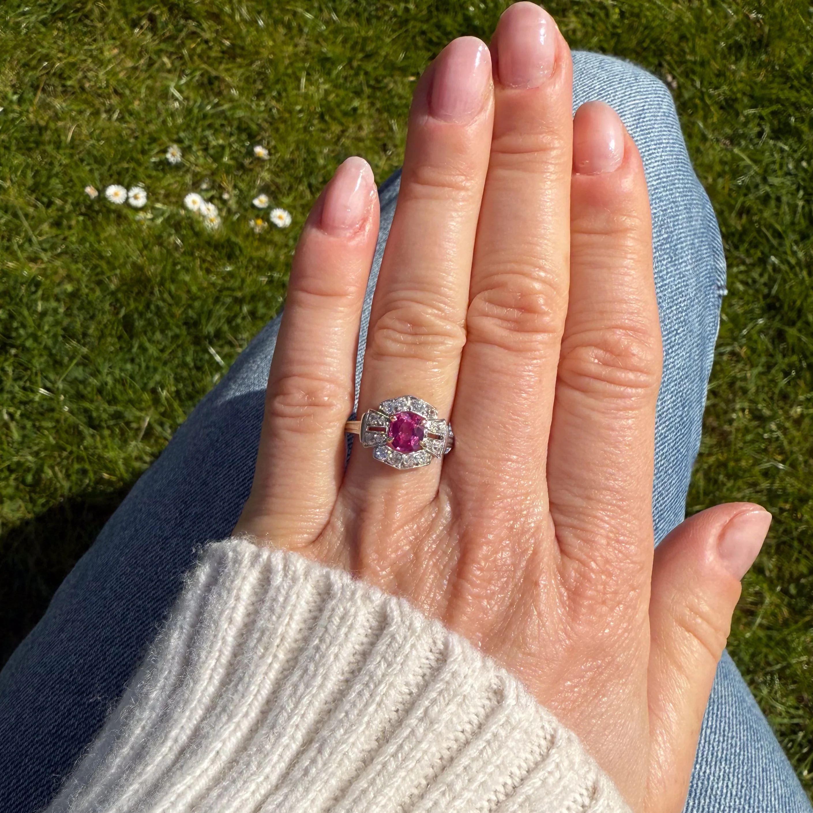 Art Deco 0.77 Carat Unheated Mogok Burmese Pink Sapphire Ring, circa 1920 - Image 6