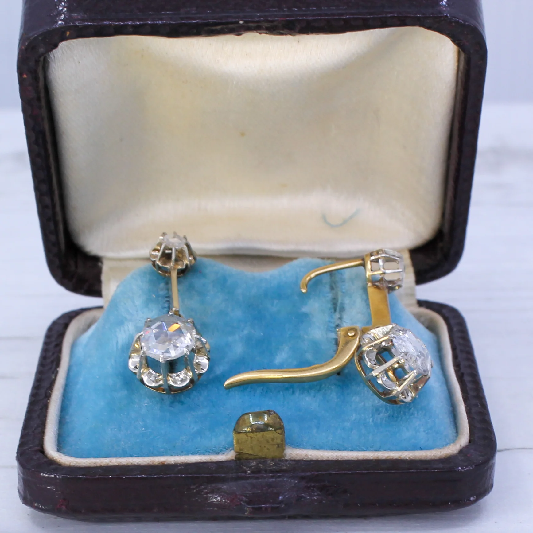 Art Deco 1.00 Carat Rose Cut Diamond Drop Earrings, circa 1935 - Image 3