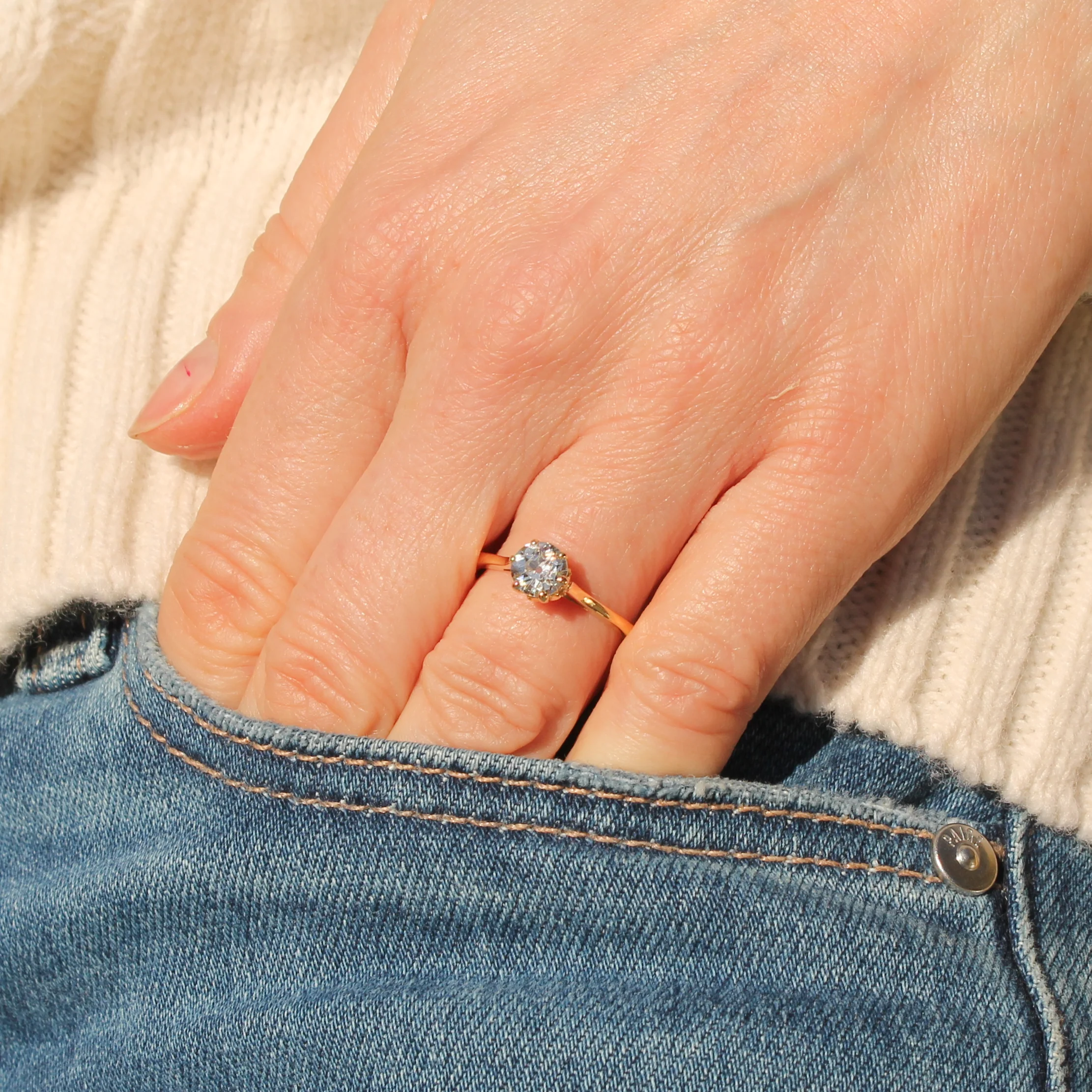Art Deco 1.01 Carat Old Cut Diamond Engagement Ring, circa 1930 - Image 2