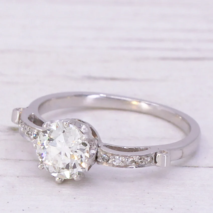 Art Deco 1.02 Carat Old European Cut Diamond Engagement Ring, circa 1930