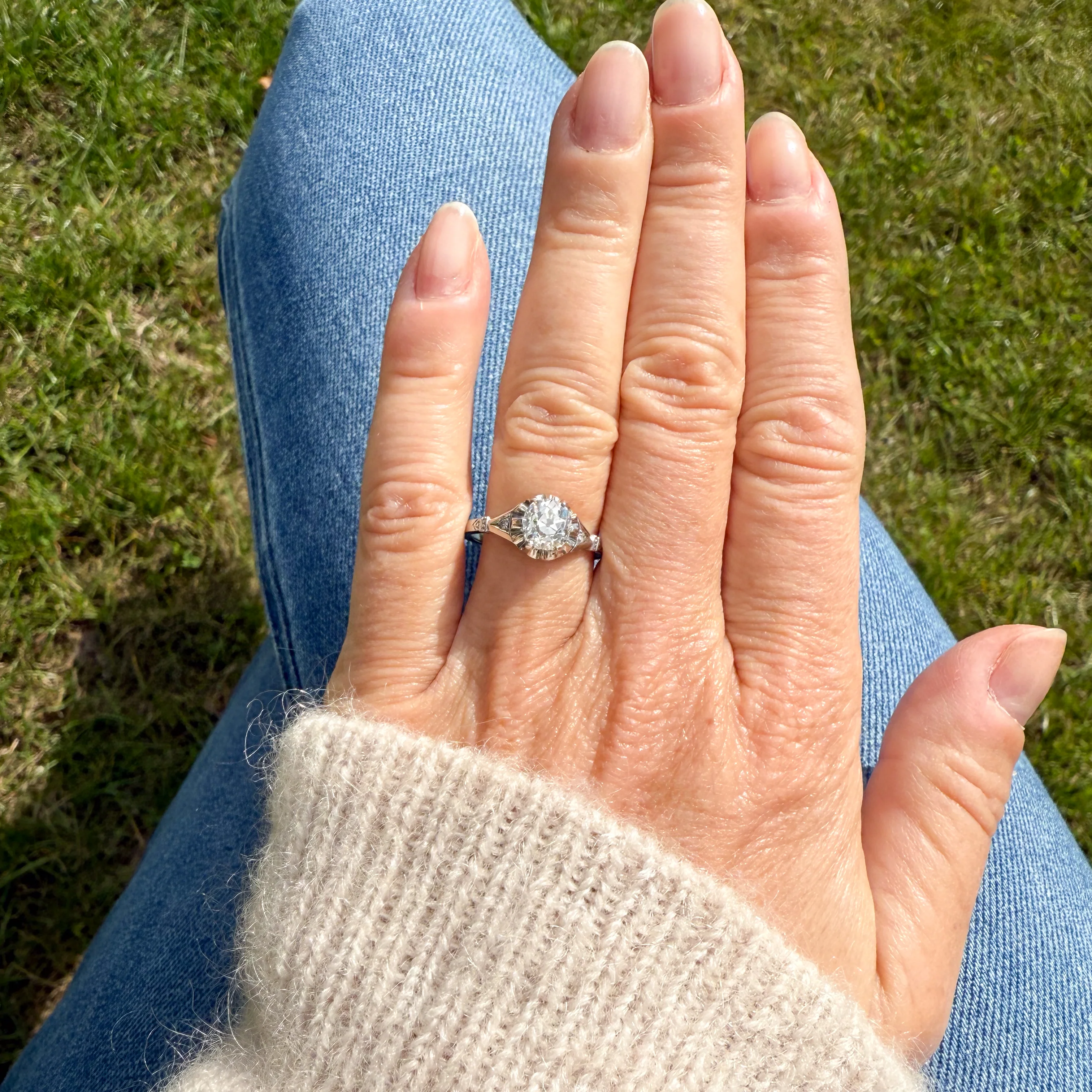 Art Deco 1.03 Carat Old Cut Diamond Engagement Ring, circa 1920 - Image 6