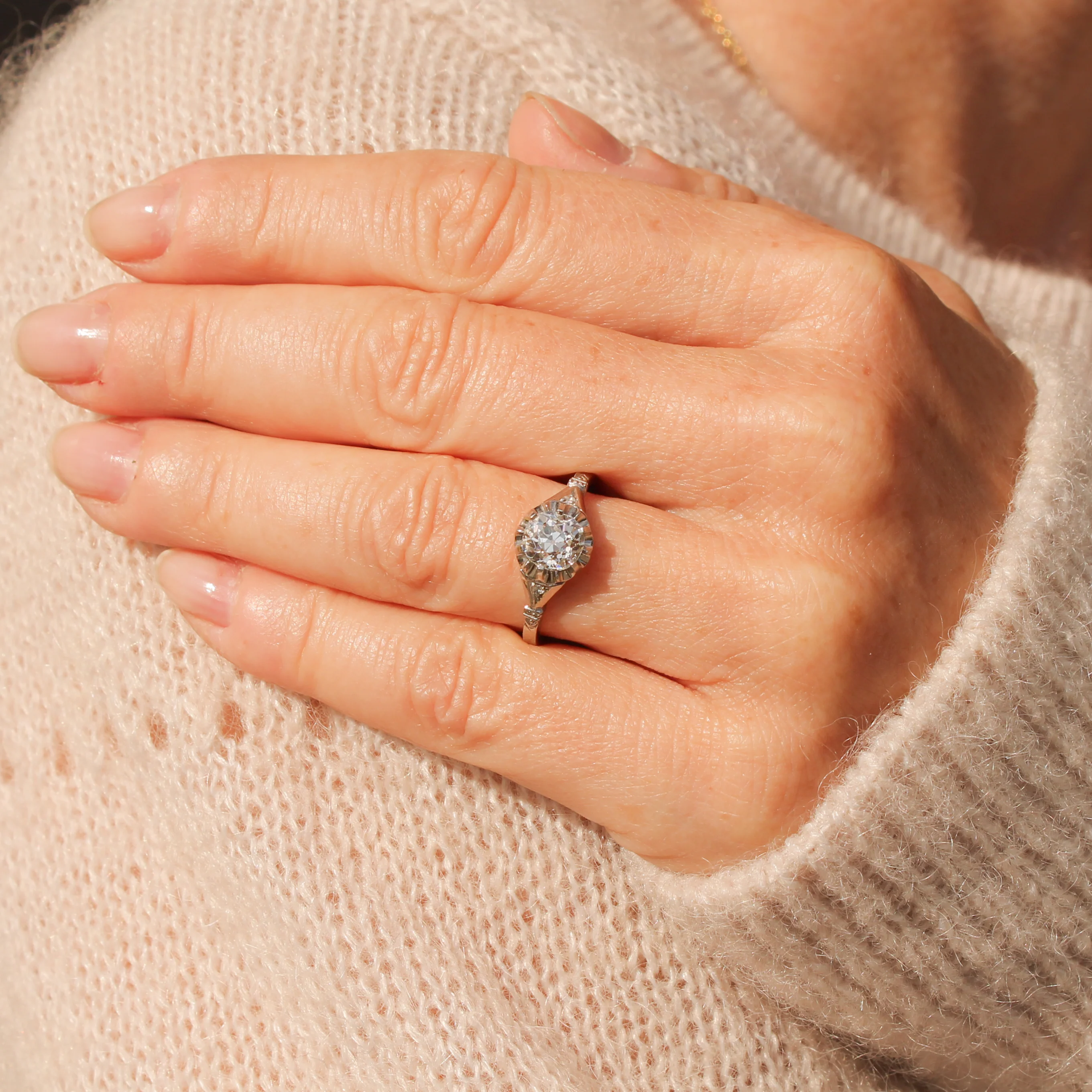 Art Deco 1.03 Carat Old Cut Diamond Engagement Ring, circa 1920 - Image 7