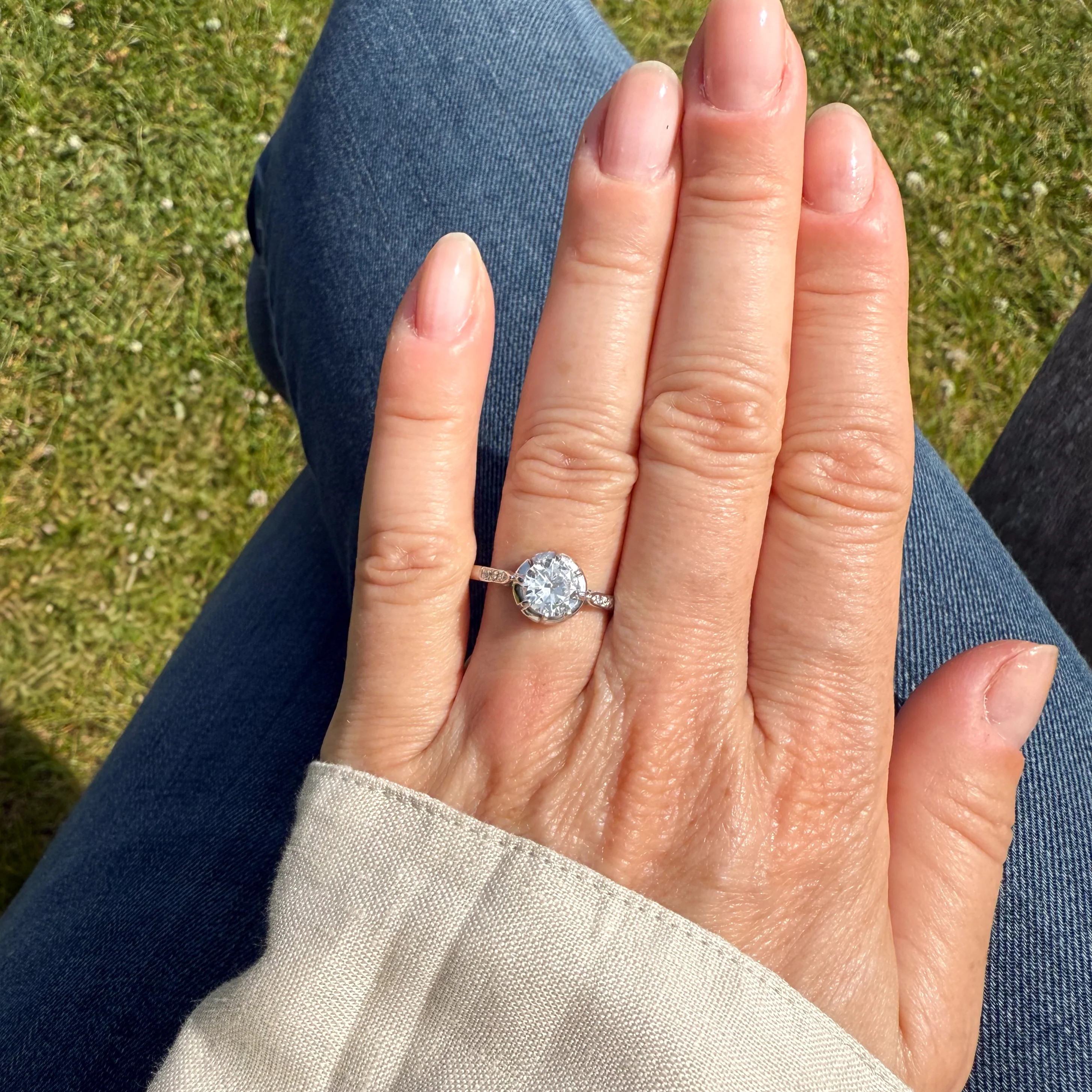 Art Deco 1.20 Carat Old Cut Diamond Engagement Ring, circa 1935 - Image 6