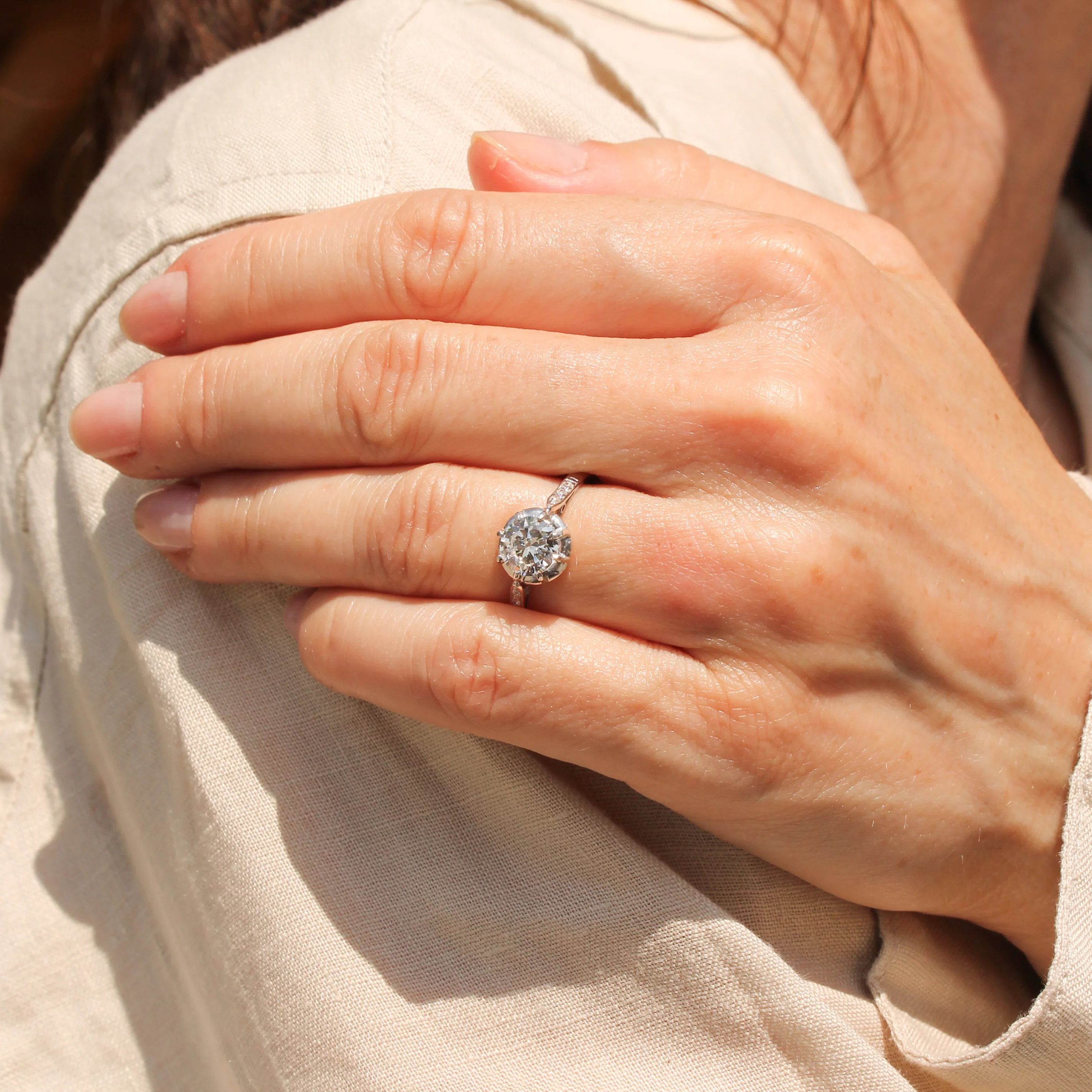 Art Deco 1.20 Carat Old Cut Diamond Engagement Ring, circa 1935 - Image 7