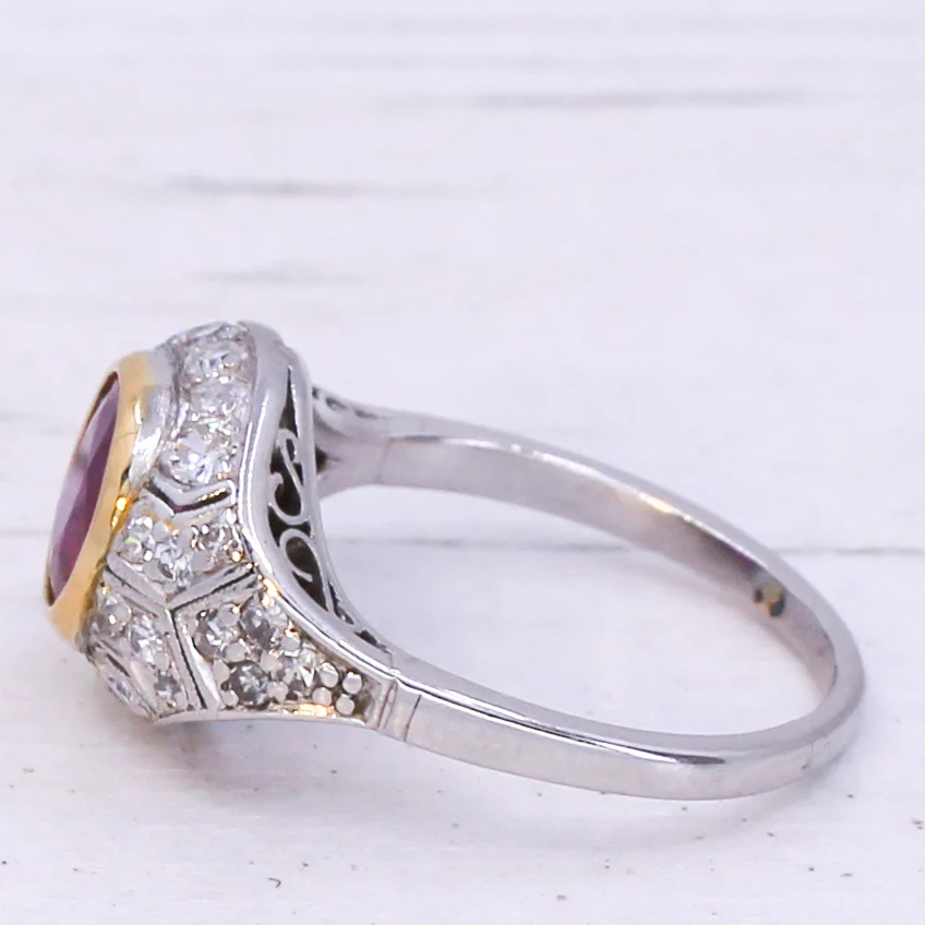 Art Deco 1.24 Carat Mogok Burmese Ruby & Diamond Ring, circa 1925 - Image 4