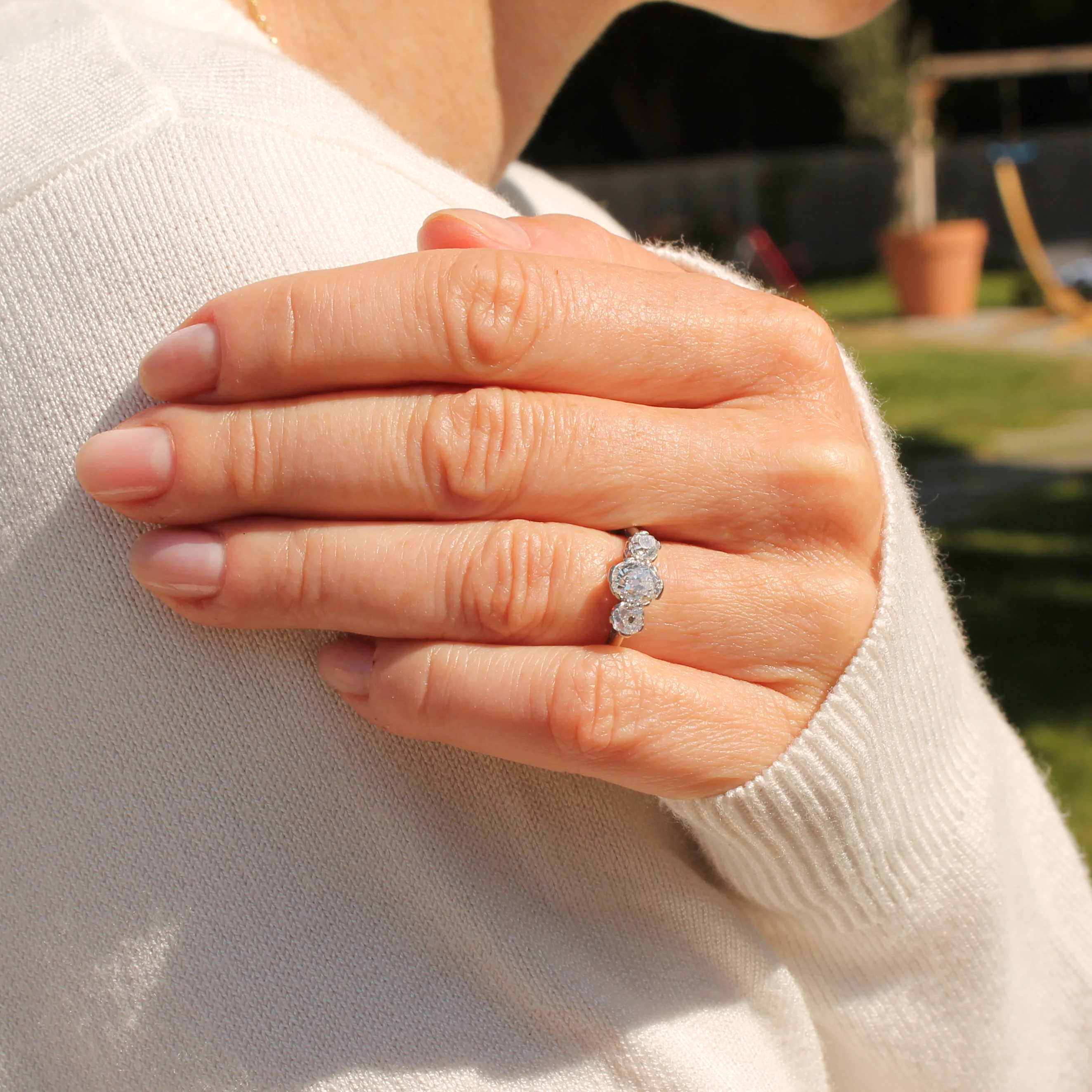 Art Deco 1.35 Carat Old Cut Diamond Three Stone Ring, circa 1920 - Image 8