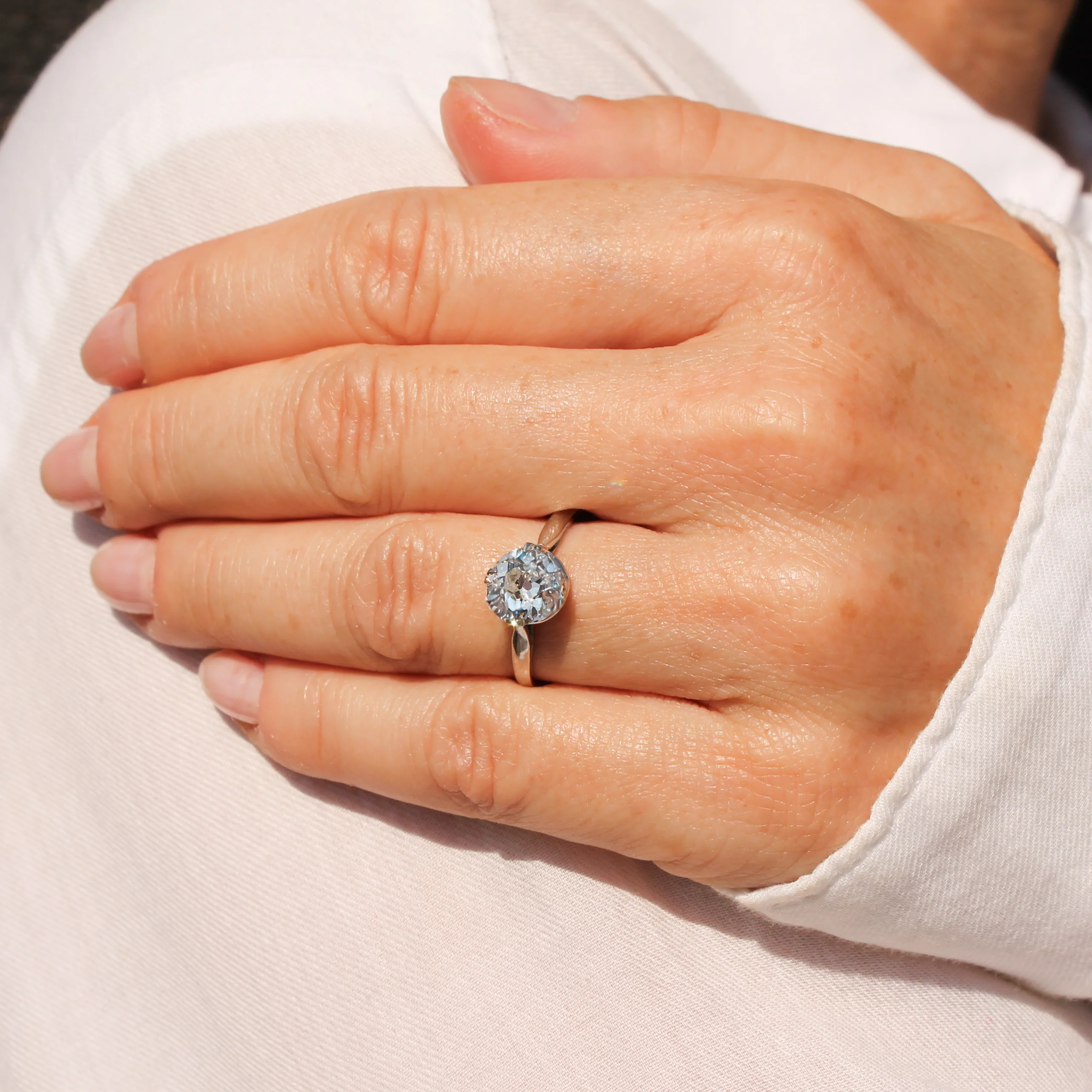 Art Deco 1.51 Carat Old Cut Diamond Engagement Ring, circa 1920 - Image 6