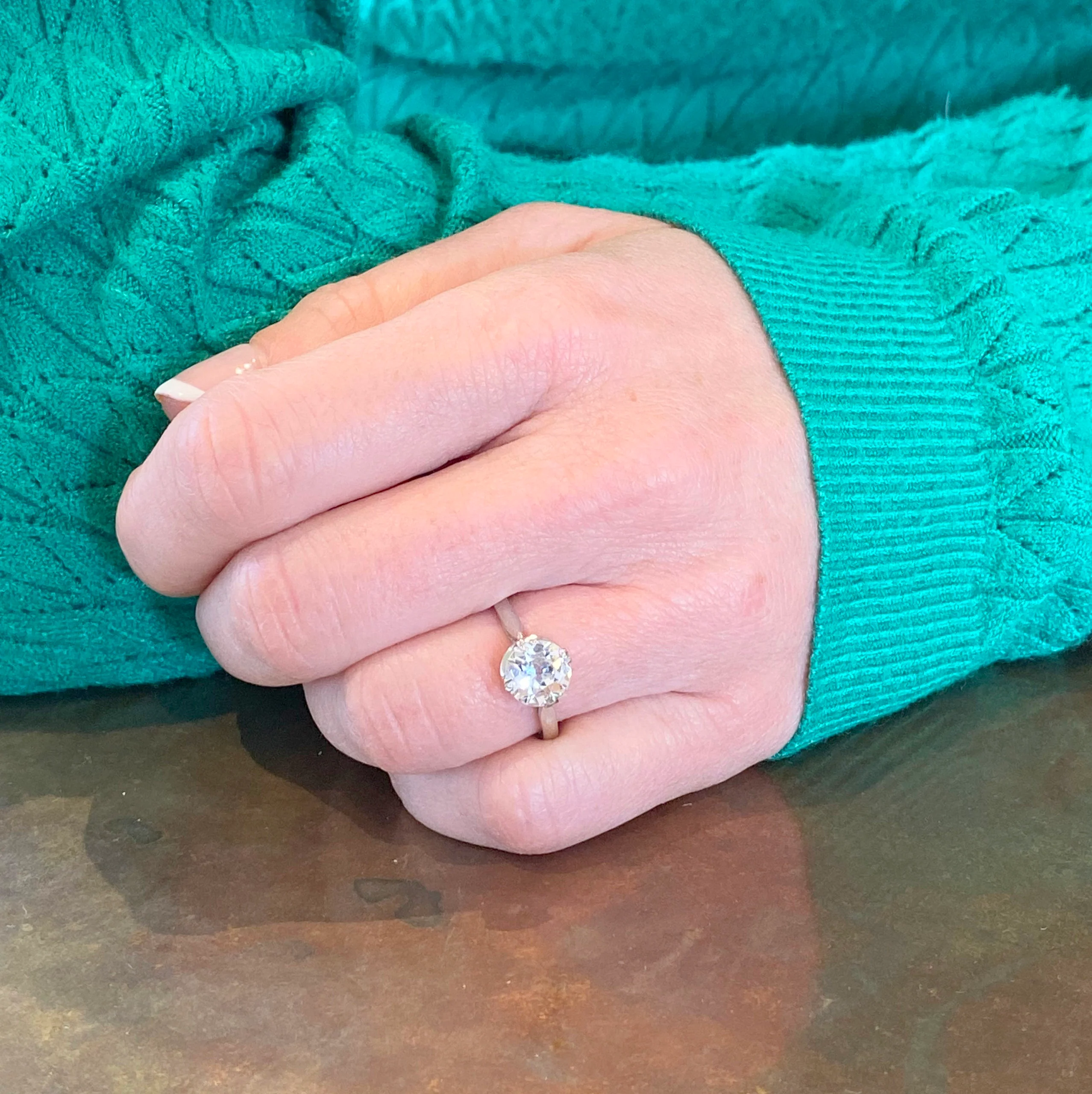 Art Deco 1.51 Carat Old Cut Diamond Engagement Ring, circa 1920 - Image 8