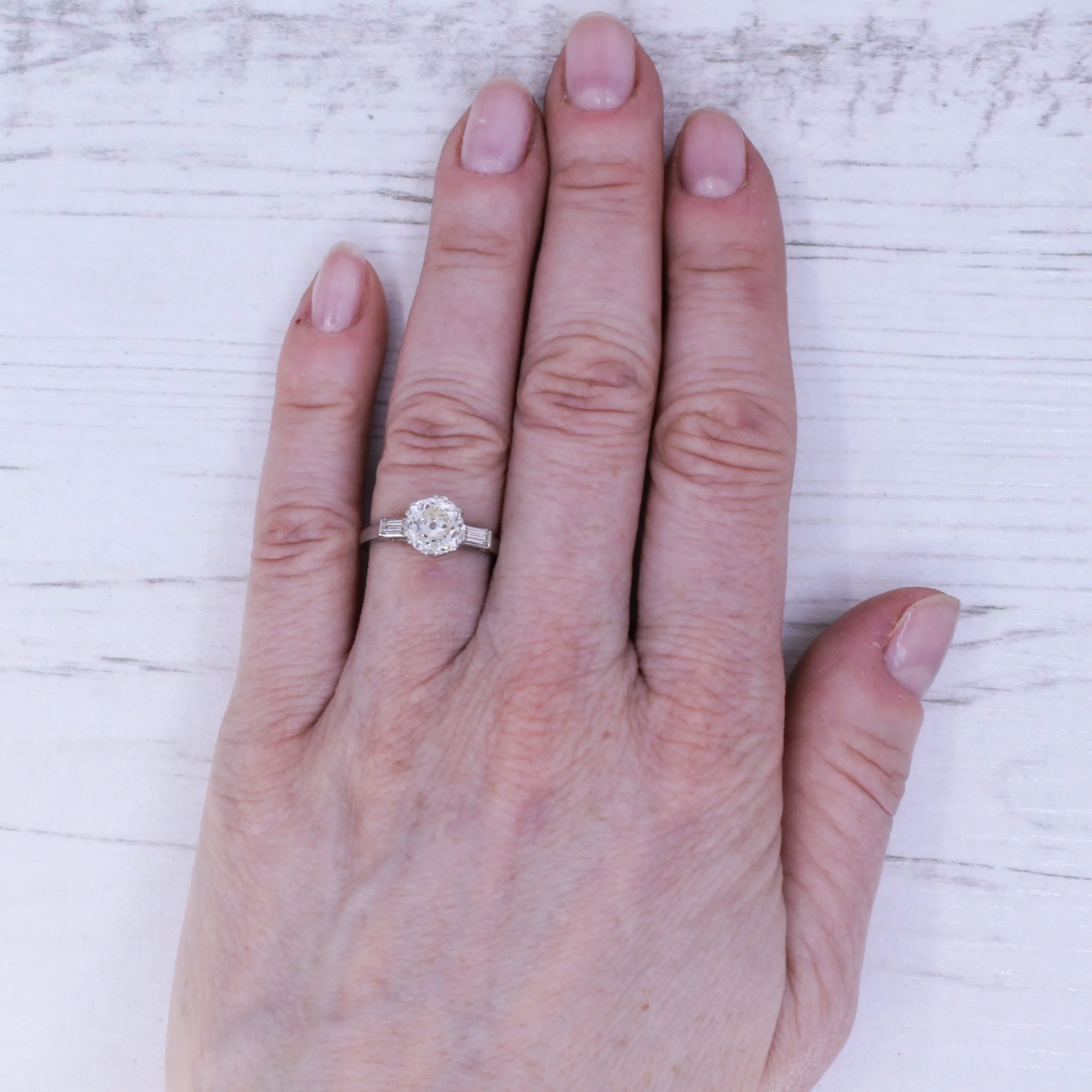 Art Deco 1.53 Carat Old Cut Diamond Engagement Ring, circa 1925 - Image 7