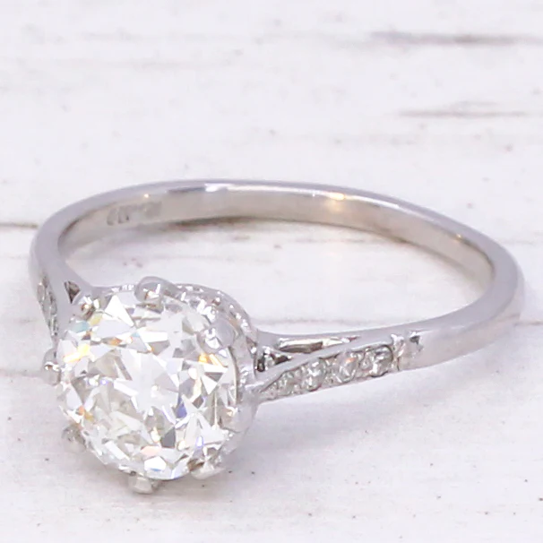 Art Deco 1.53 Carat Old Cut Diamond Engagement Ring, circa 1930
