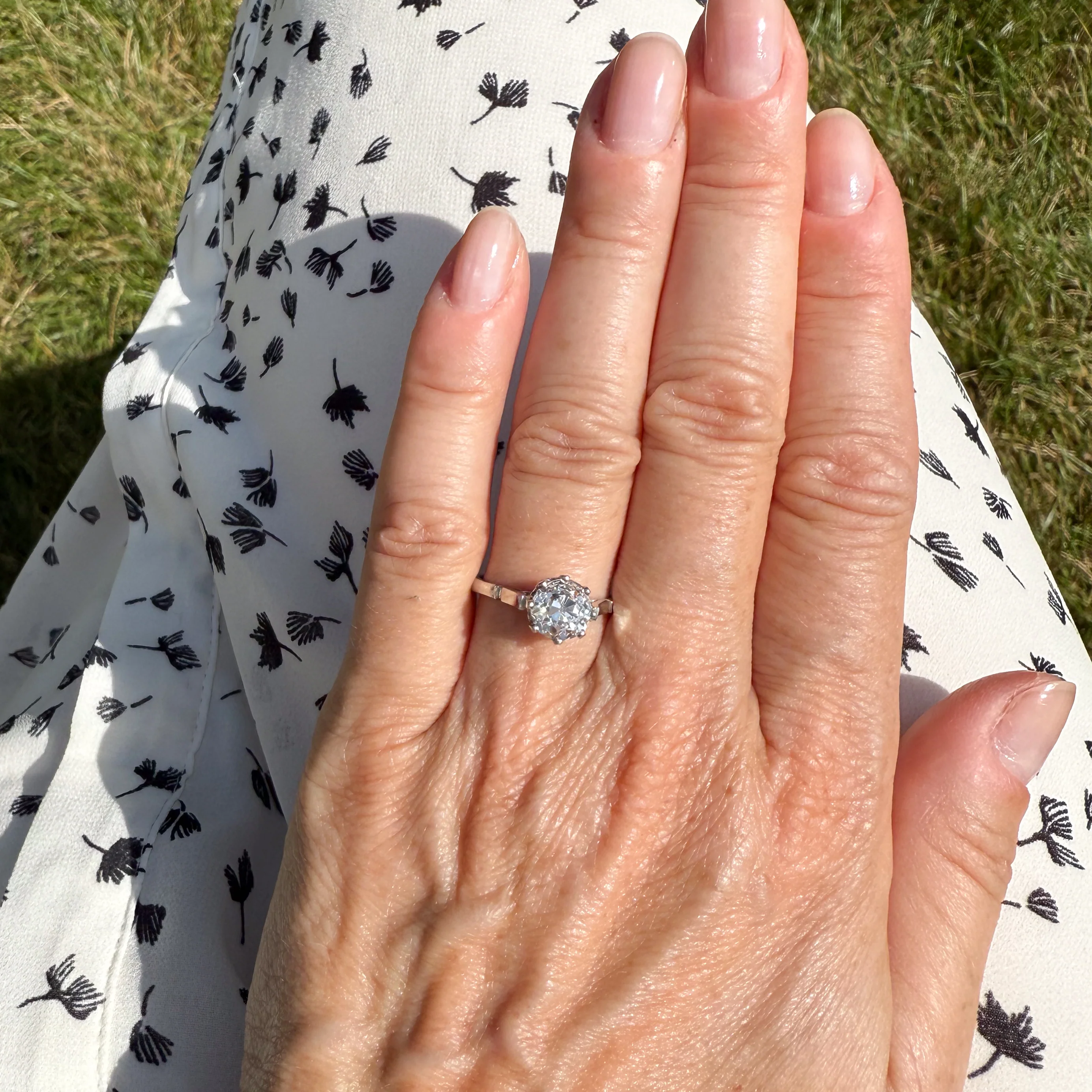 Art Deco 1.57 Carat Old Cut Diamond Engagement Ring, circa 1925 - Image 7