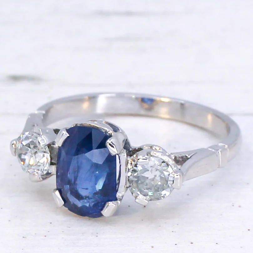 Art Deco 1.59 Carat Burmese Sapphire & Diamond Ring, circa 1935