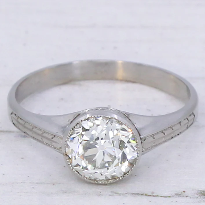 Art Deco 1.69 Carat Old Cut Diamond Engagement Ring, circa 1920 - Image 3