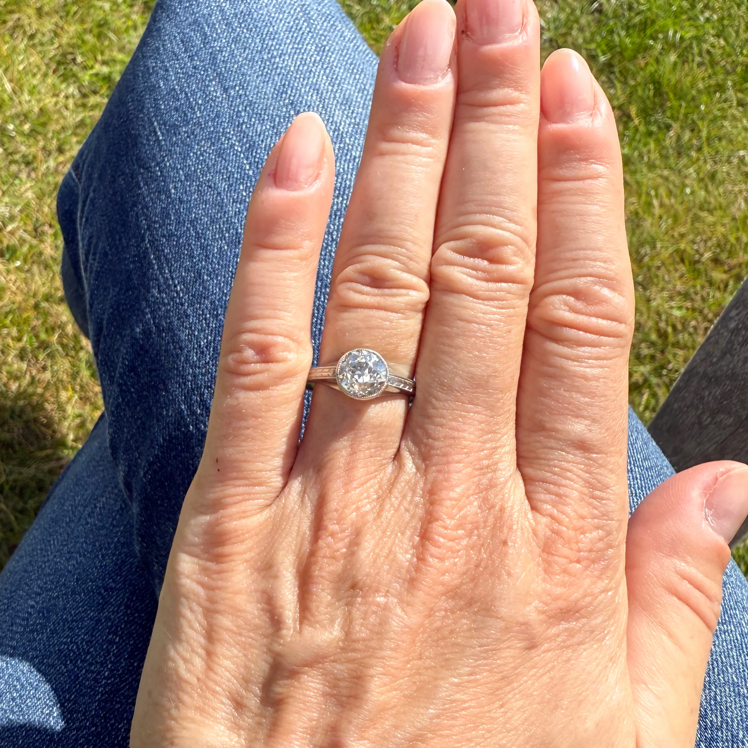 Art Deco 1.69 Carat Old Cut Diamond Engagement Ring, circa 1920 - Image 8
