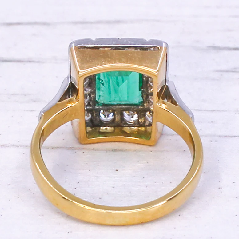 Art Deco 1.70 Carat Minor Oil Emerald & Diamond Ring, circa 1935 - Image 5