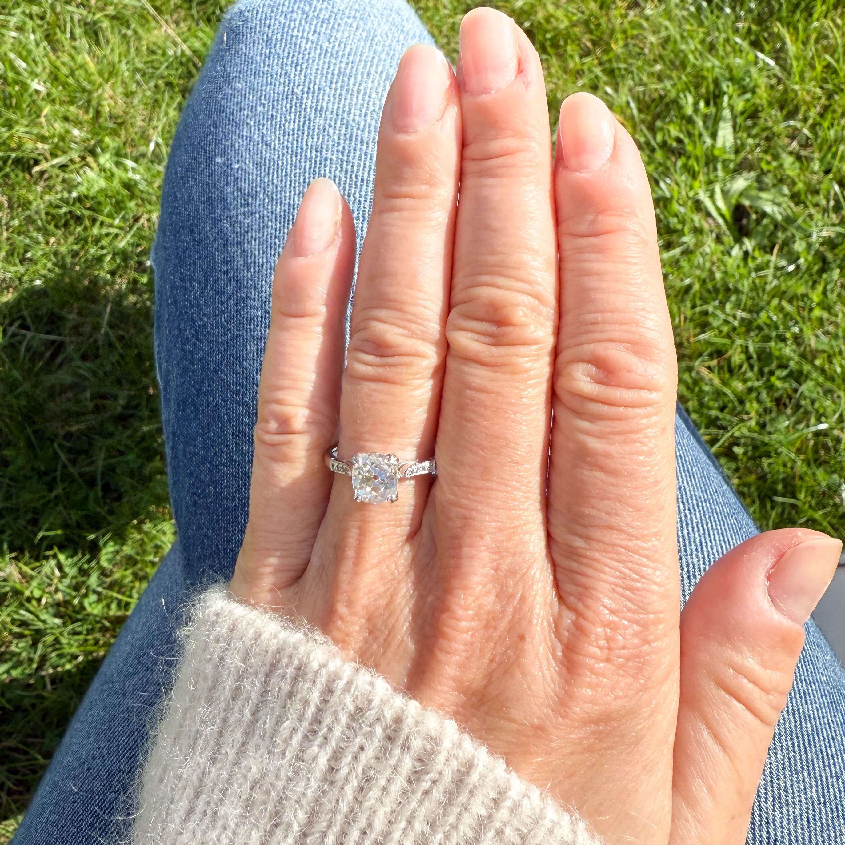 Art Deco 1.88 Carat Old Cut Diamond Engagement Ring, circa 1920 - Image 7