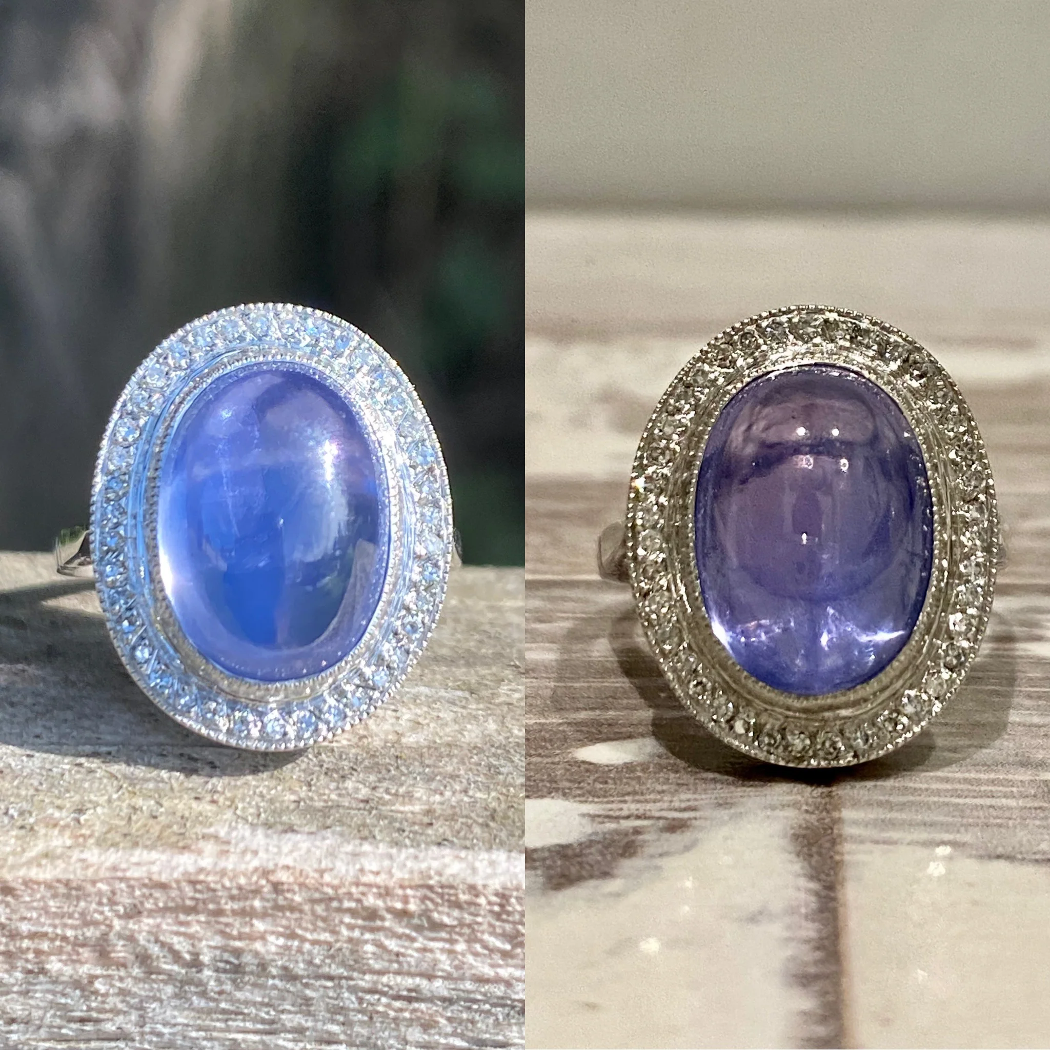 Art Deco 11.96 Carat Ceylon Cabochon Sapphire & Diamond Ring, circa 1935 - Image 9