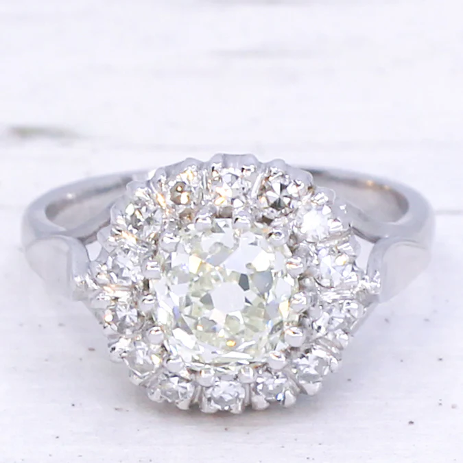 Art Deco 1.51 Carat Old Cut Diamond Coronet Cluster Ring, circa 1940 - Image 3
