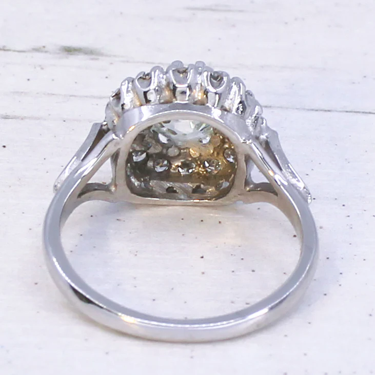 Art Deco 1.51 Carat Old Cut Diamond Coronet Cluster Ring, circa 1940 - Image 5