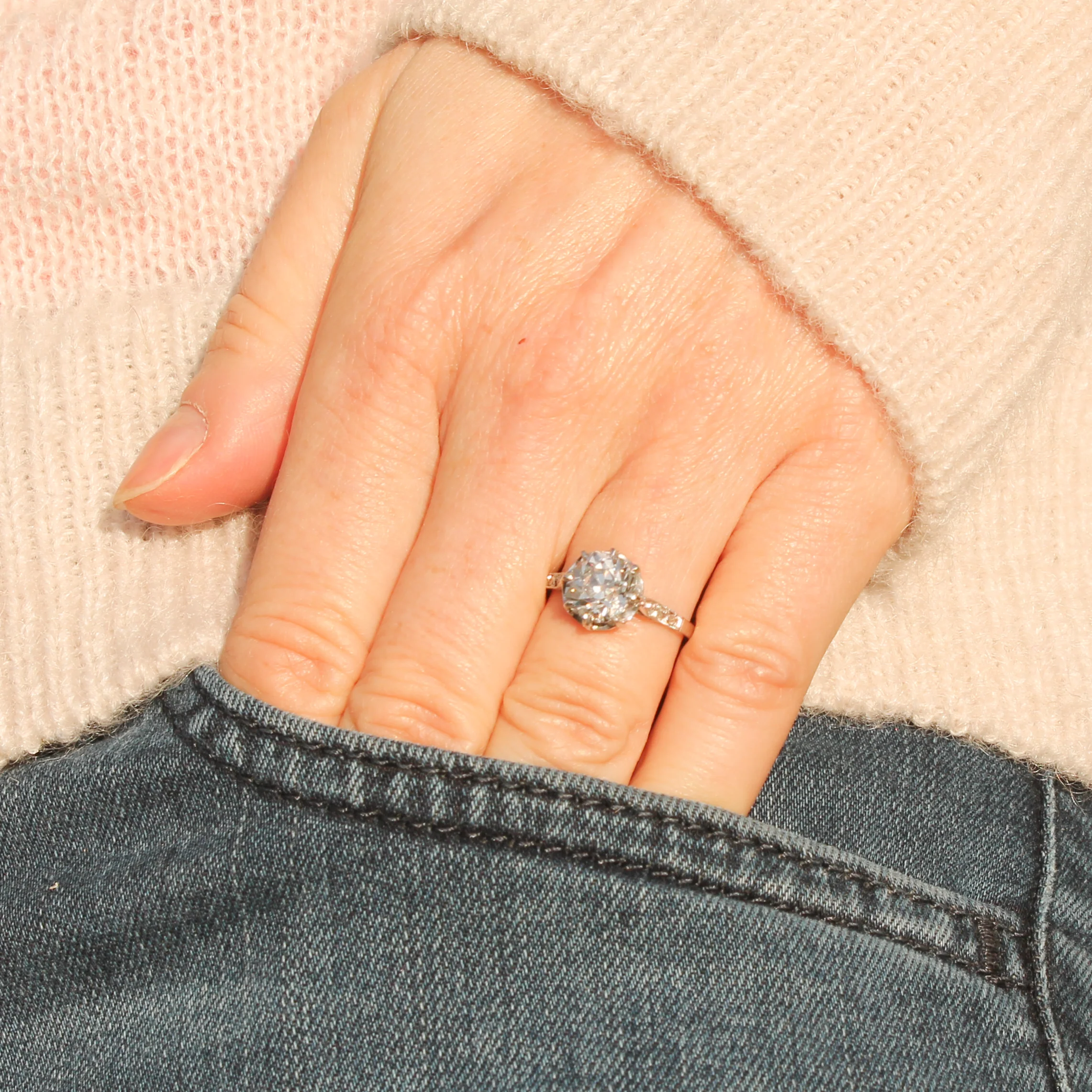 Art Deco 2.07 Carat Old Cut Diamond Engagement Ring, circa 1925 - Image 6