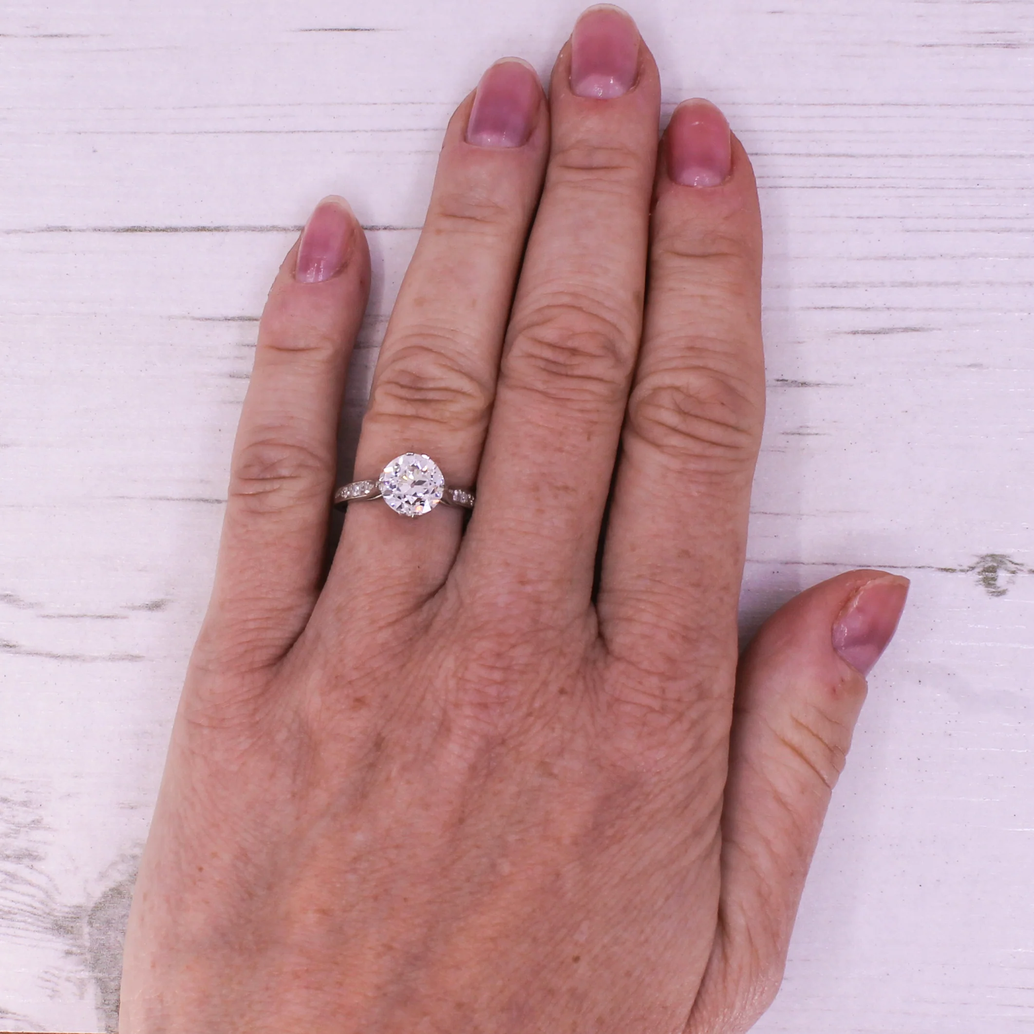 Art Deco 2.14 Carat Old Cut Diamond Engagement Ring, circa 1920 - Image 7