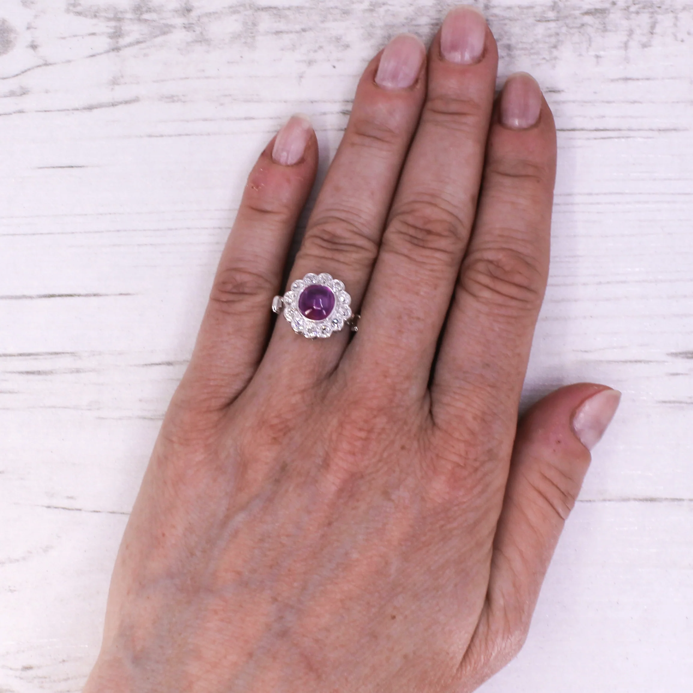 Art Deco 2.19 Carat Mogok Burmese Ruby & Diamond Cluster Ring, circa 1925 - Image 7