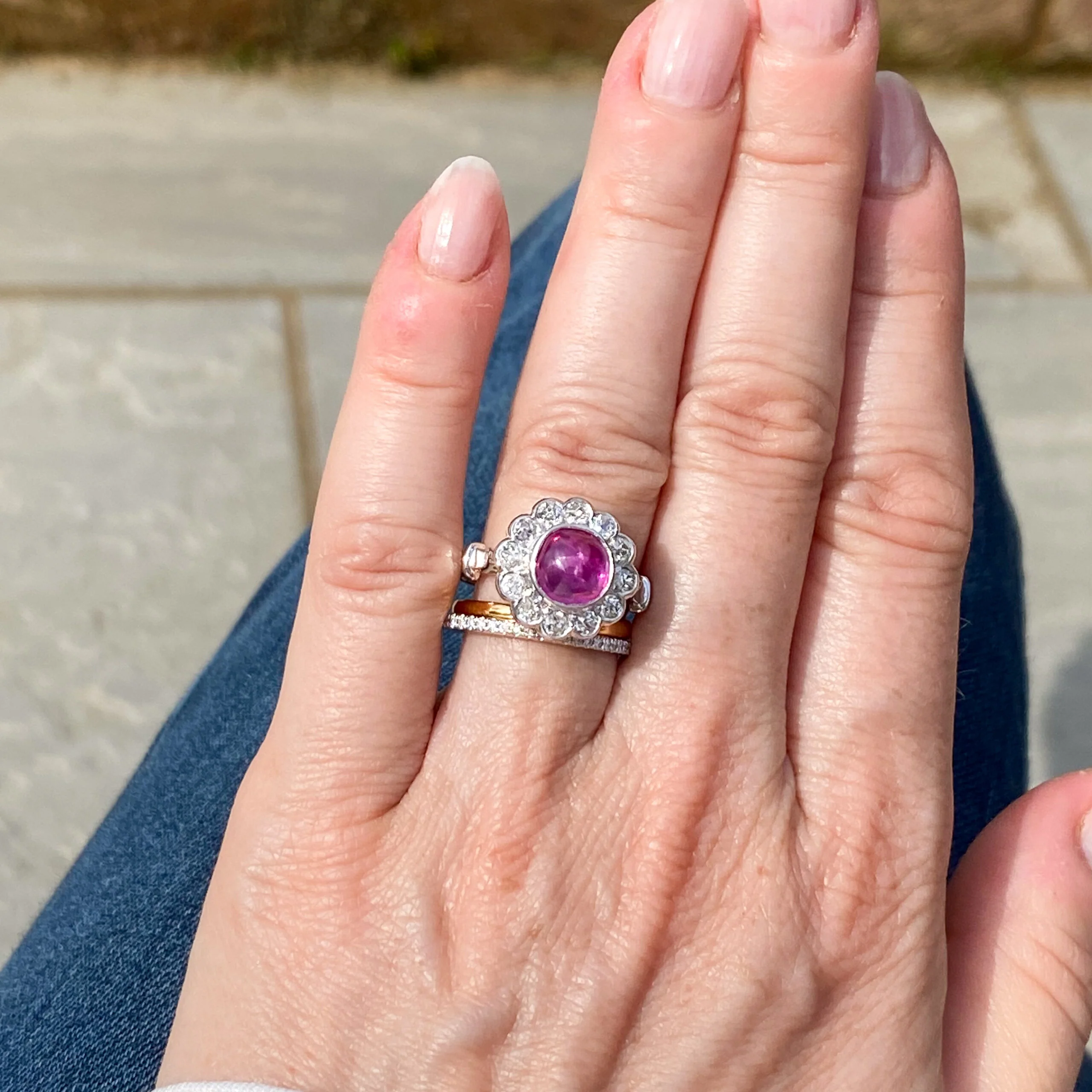 Art Deco 2.19 Carat Mogok Burmese Ruby & Diamond Cluster Ring, circa 1925 - Image 9