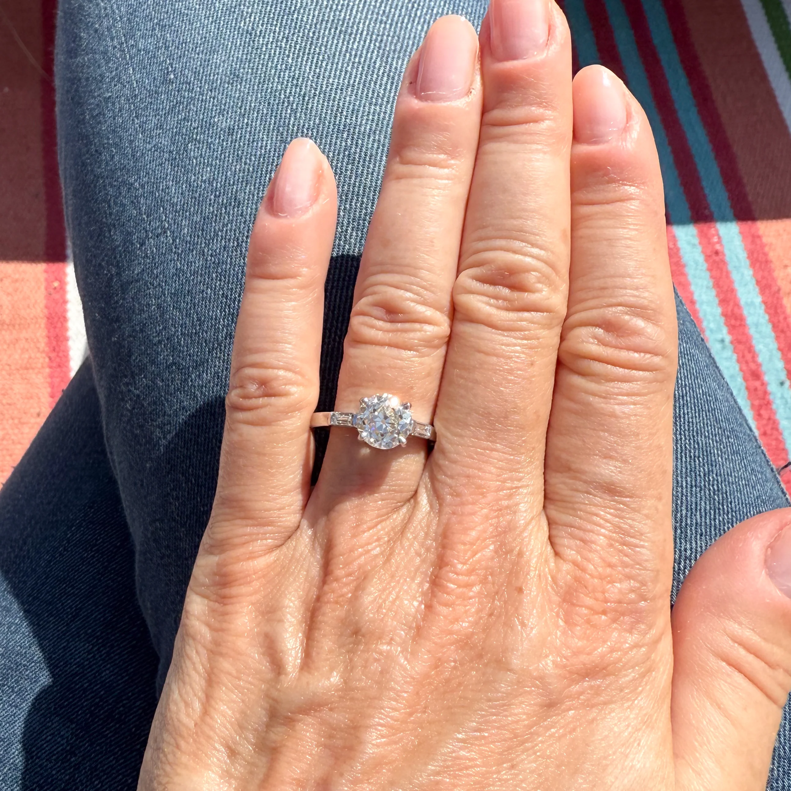 Art Deco 2.23 Carat Old European Cut Diamond Engagement Ring, circa 1930 - Image 7
