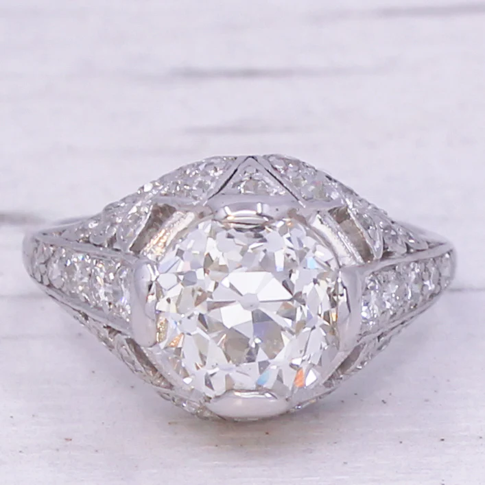Art Deco 2.81 Carat Old European Cut Diamond Ring, circa 1920 - Image 3
