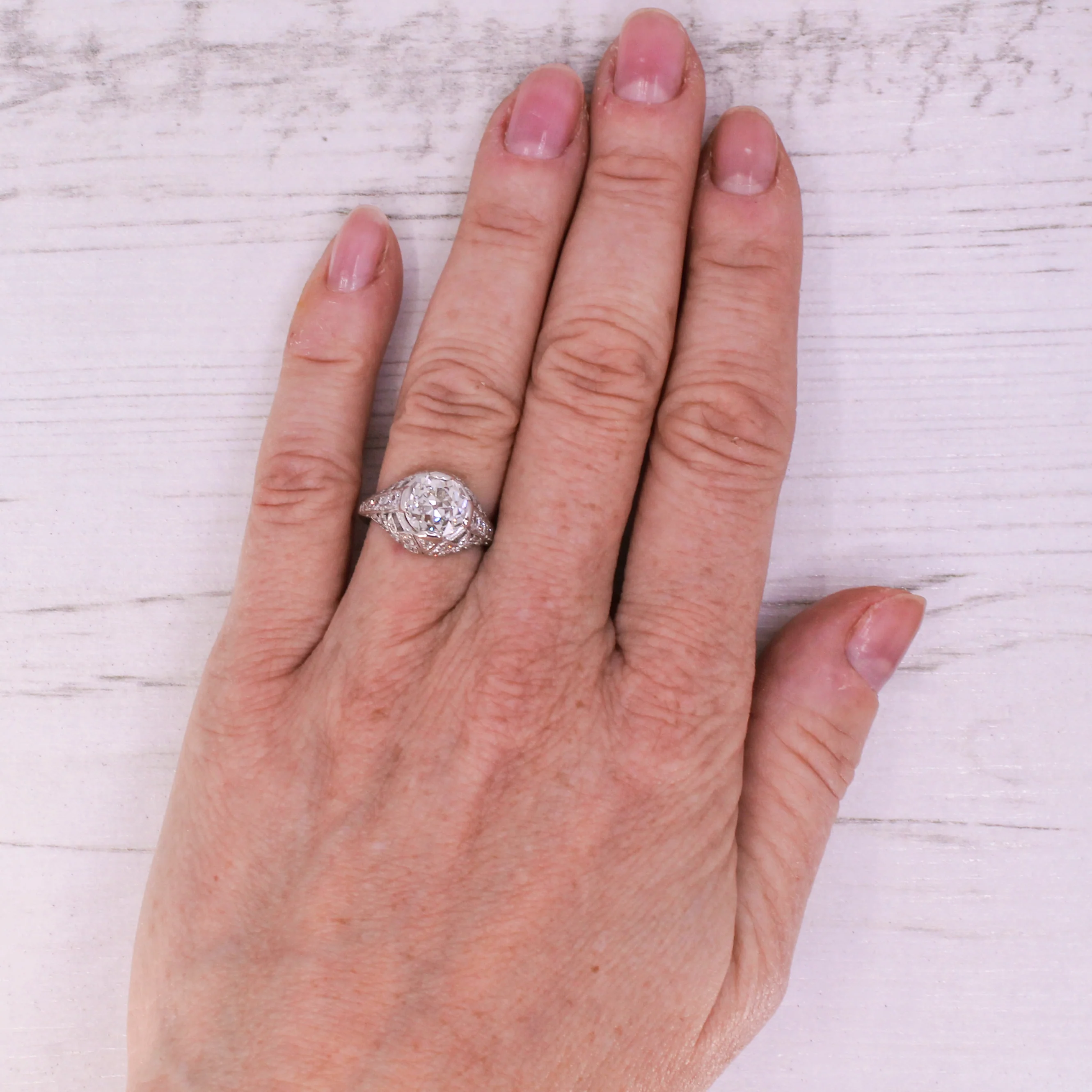 Art Deco 2.81 Carat Old European Cut Diamond Ring, circa 1920 - Image 7