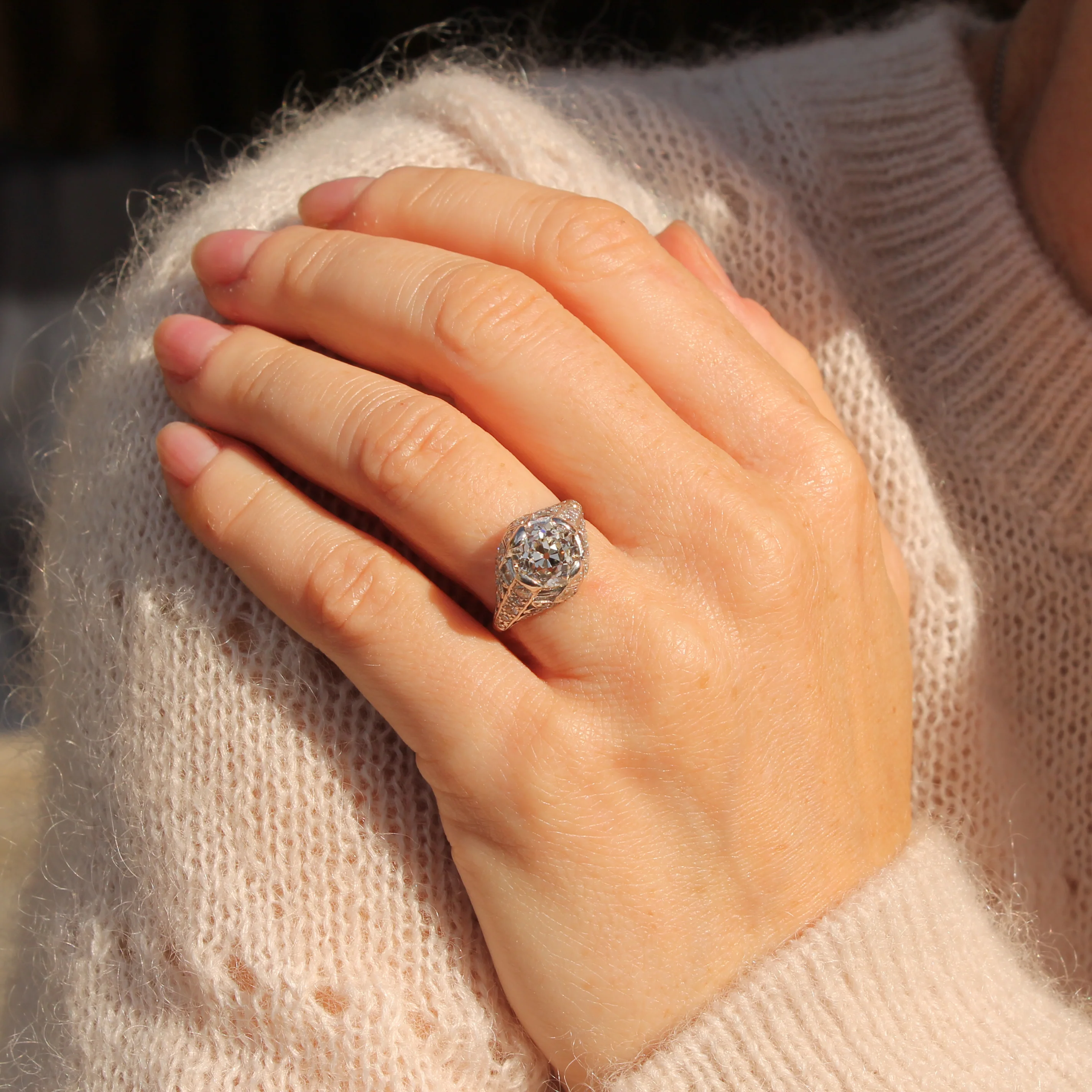Art Deco 2.81 Carat Old European Cut Diamond Ring, circa 1920 - Image 9
