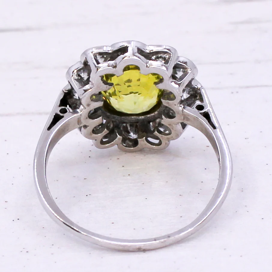 Art Deco 3.40 Carat Chrysoberyl & 1.20 Carat Diamond Ring, circa 1945 - Image 5