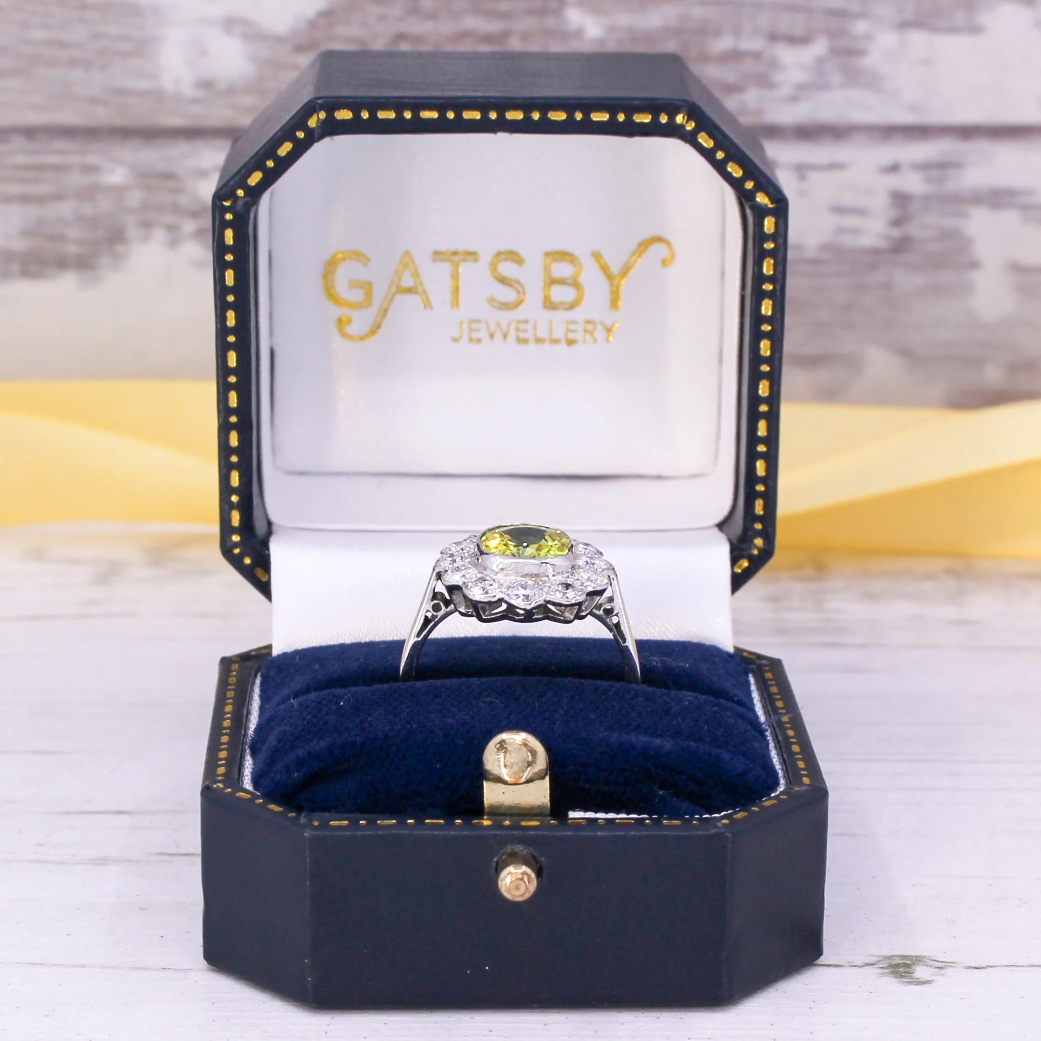 Art Deco 3.40 Carat Chrysoberyl & 1.20 Carat Diamond Ring, circa 1945 - Image 8