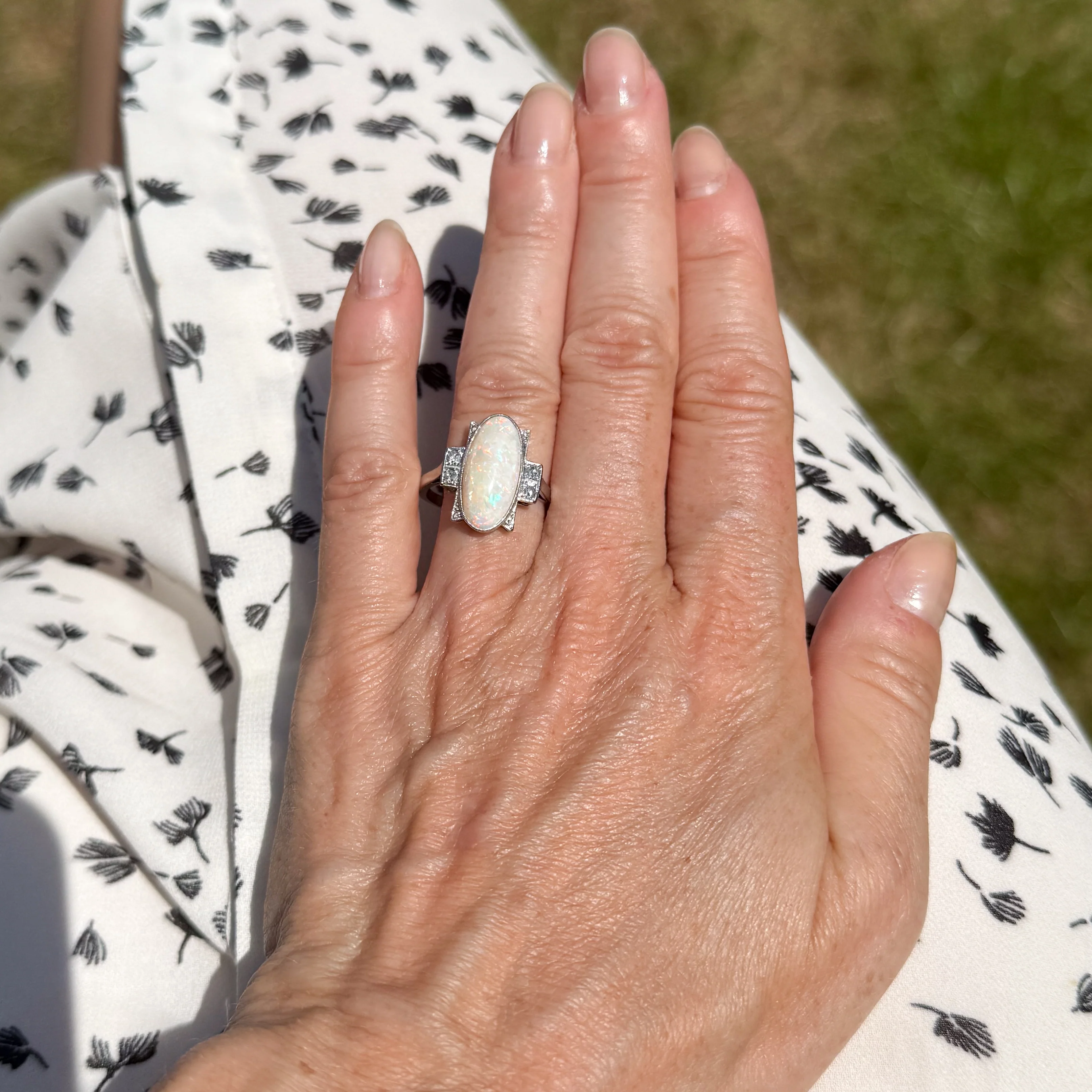 Art Deco 3.50 Carat Opal & Diamond Ring, circa 1930 - Image 6