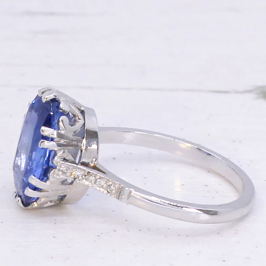 Art Deco 5.07 Carat Ceylon Sapphire Solitaire Ring, circa 1920 - Image 4