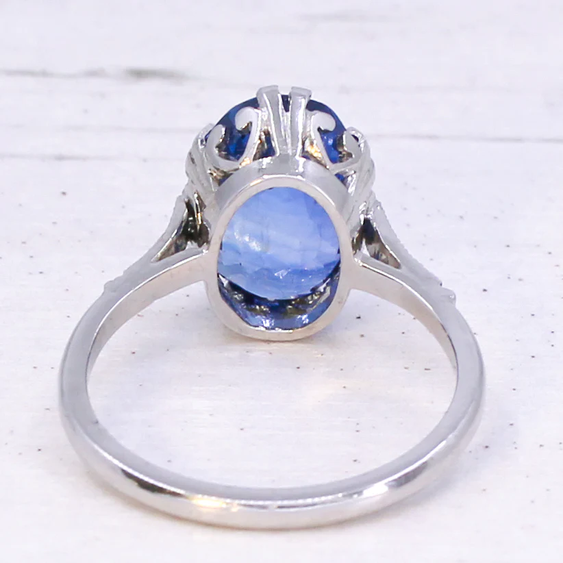 Art Deco 5.07 Carat Ceylon Sapphire Solitaire Ring, circa 1920 - Image 5