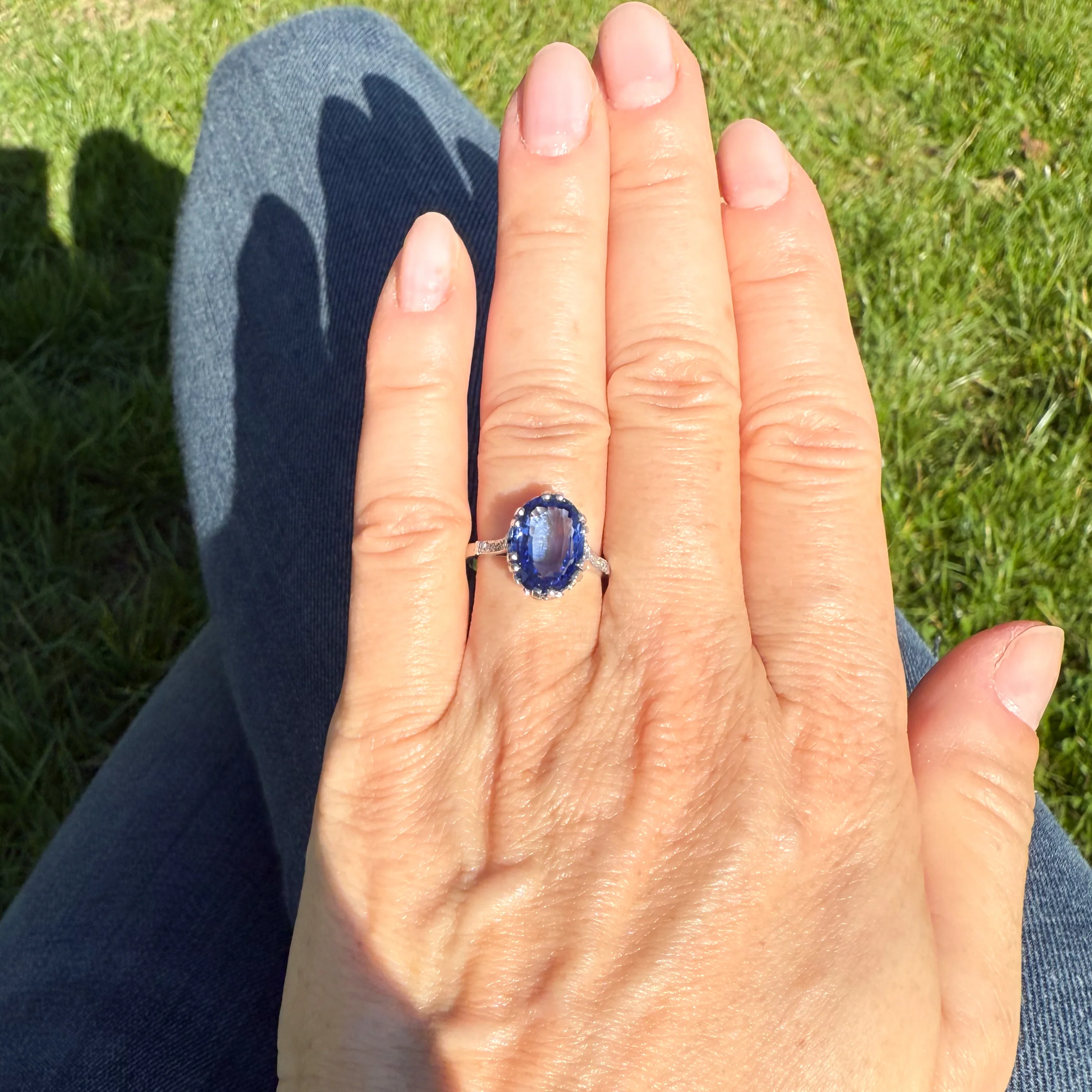 Art Deco 5.07 Carat Ceylon Sapphire Solitaire Ring, circa 1920 - Image 7