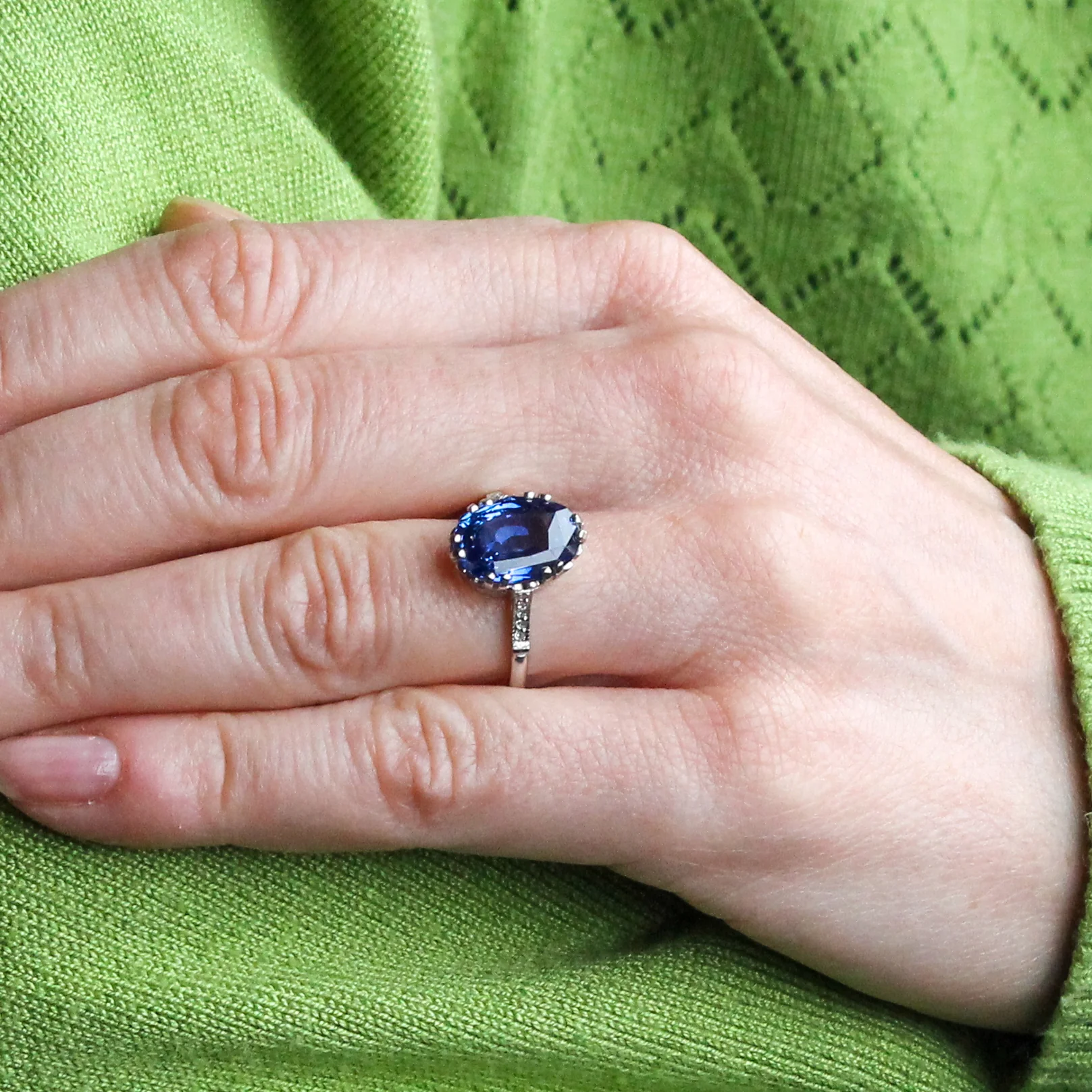 Art Deco 5.07 Carat Ceylon Sapphire Solitaire Ring, circa 1920 - Image 8