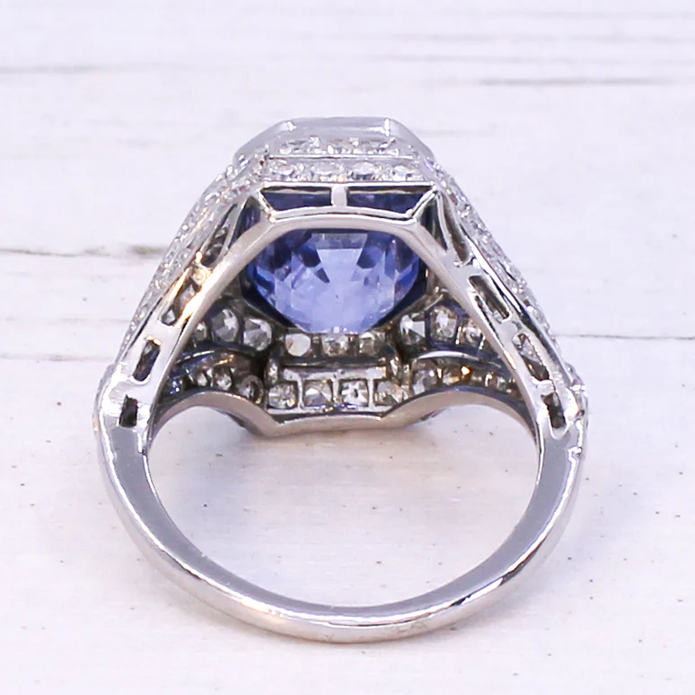 Art Deco 8.90 Carat Natural Ceylon Sapphire Ring, circa 1920 - Image 5