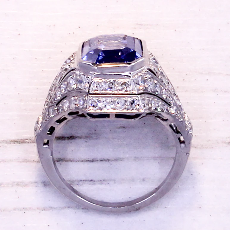 Art Deco 8.90 Carat Natural Ceylon Sapphire Ring, circa 1920 - Image 6