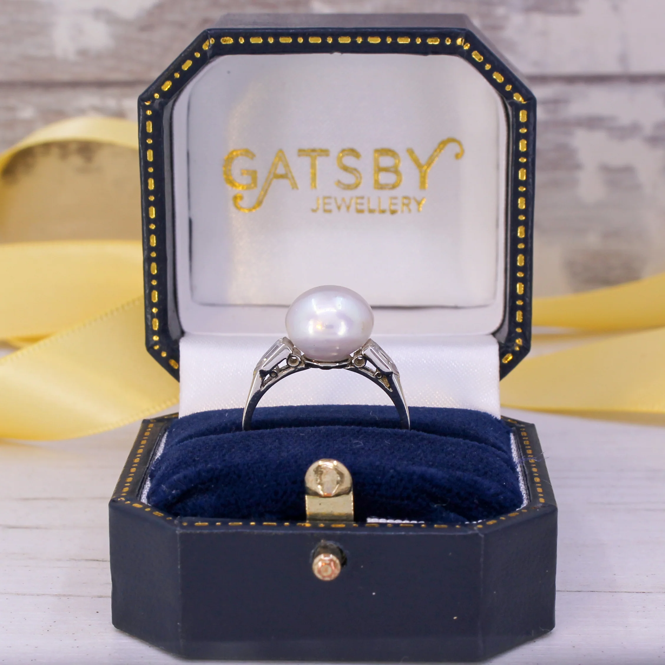 Art Deco Natural Pearl & Diamond Solitaire Ring, circa 1915 - Image 10