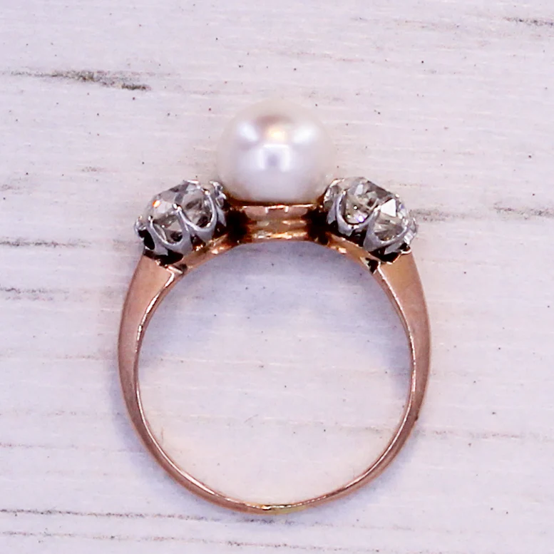 Art Deco Pearl & 1.20 Carat Diamond Trilogy Ring, circa 1930 - Image 6